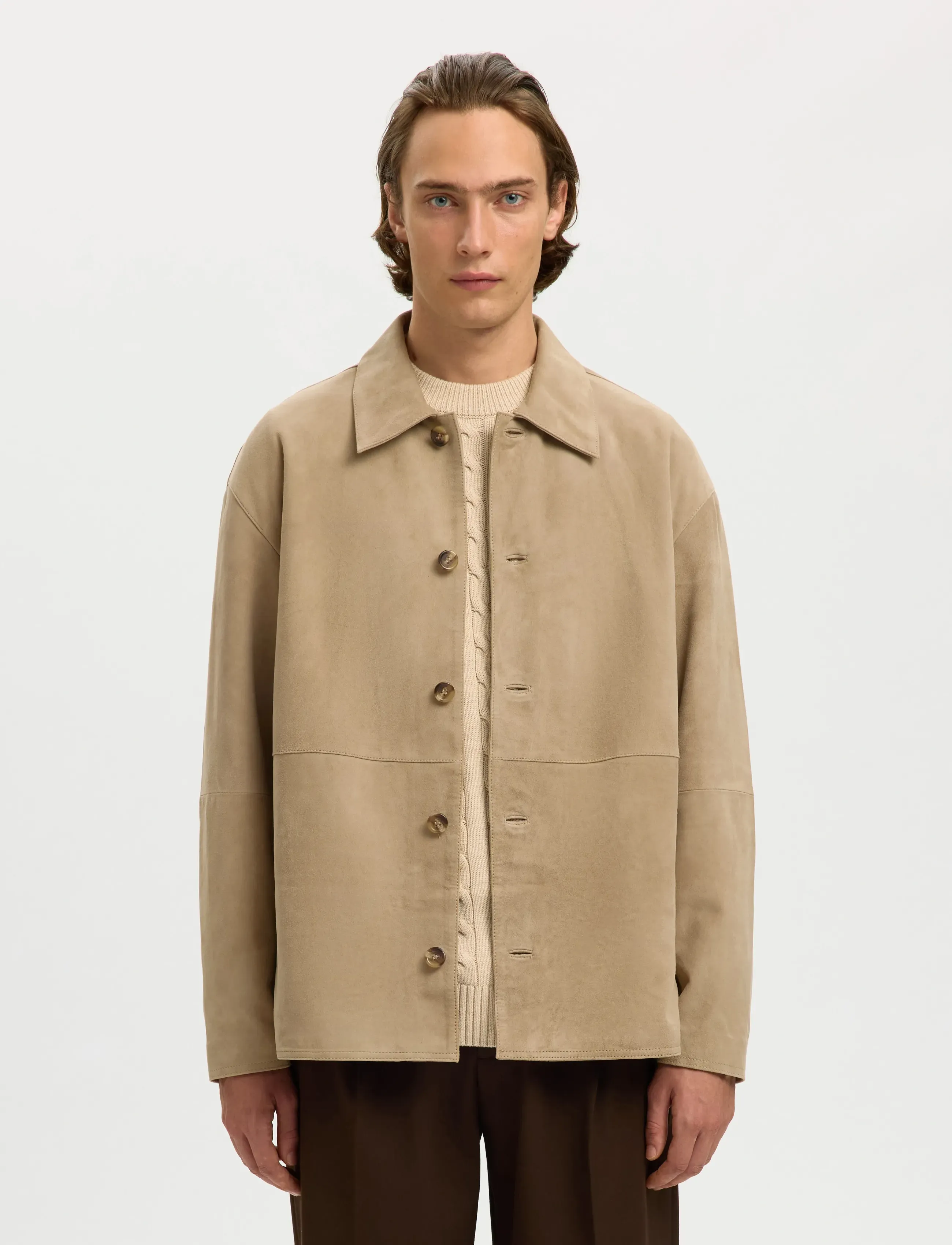 Selected - SLHRORY SUEDE OVERSHIRT - vårjackor - white pepper - 0