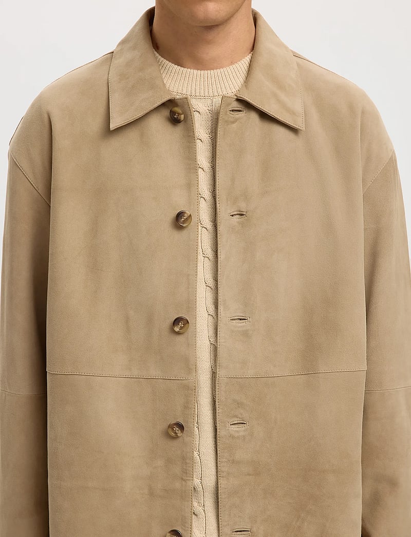 Selected - SLHRORY SUEDE OVERSHIRT - spring jackets - white pepper - 5