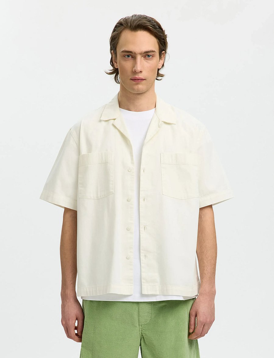 Selected - SLHRLXCARLO DENIM SS SHIRT RESORT - jeanshemden - ecru - 0