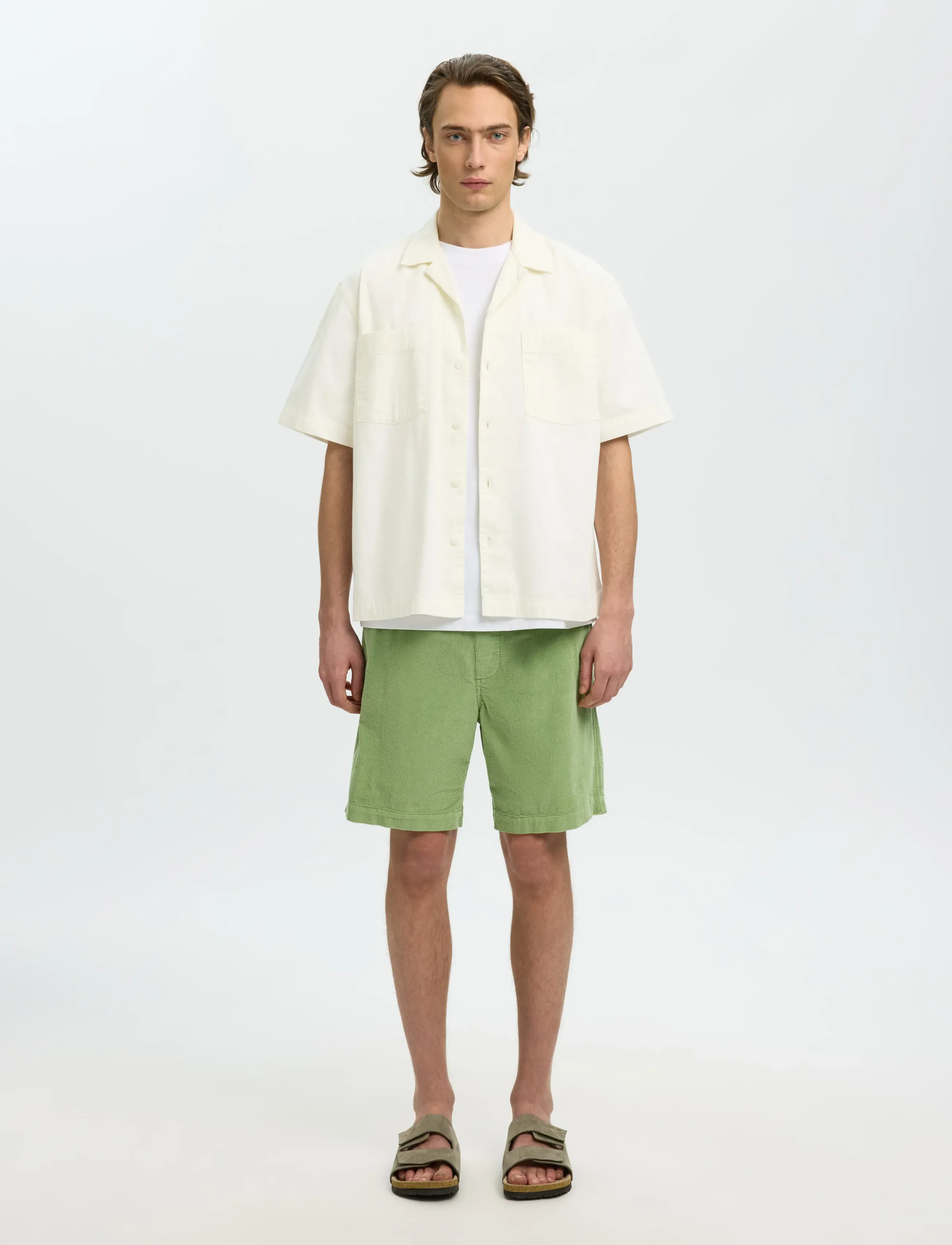 Selected - SLHRLXCARLO DENIM SS SHIRT RESORT - denimskjorter - ecru - 3