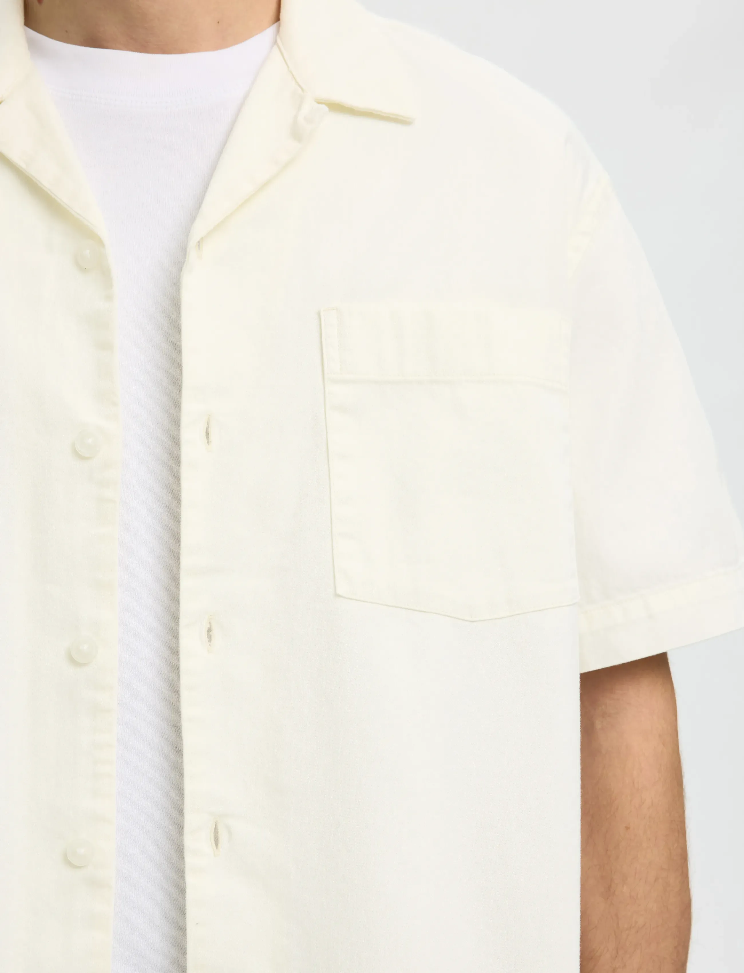 Selected - SLHRLXCARLO DENIM SS SHIRT RESORT - denimskjorter - ecru - 4