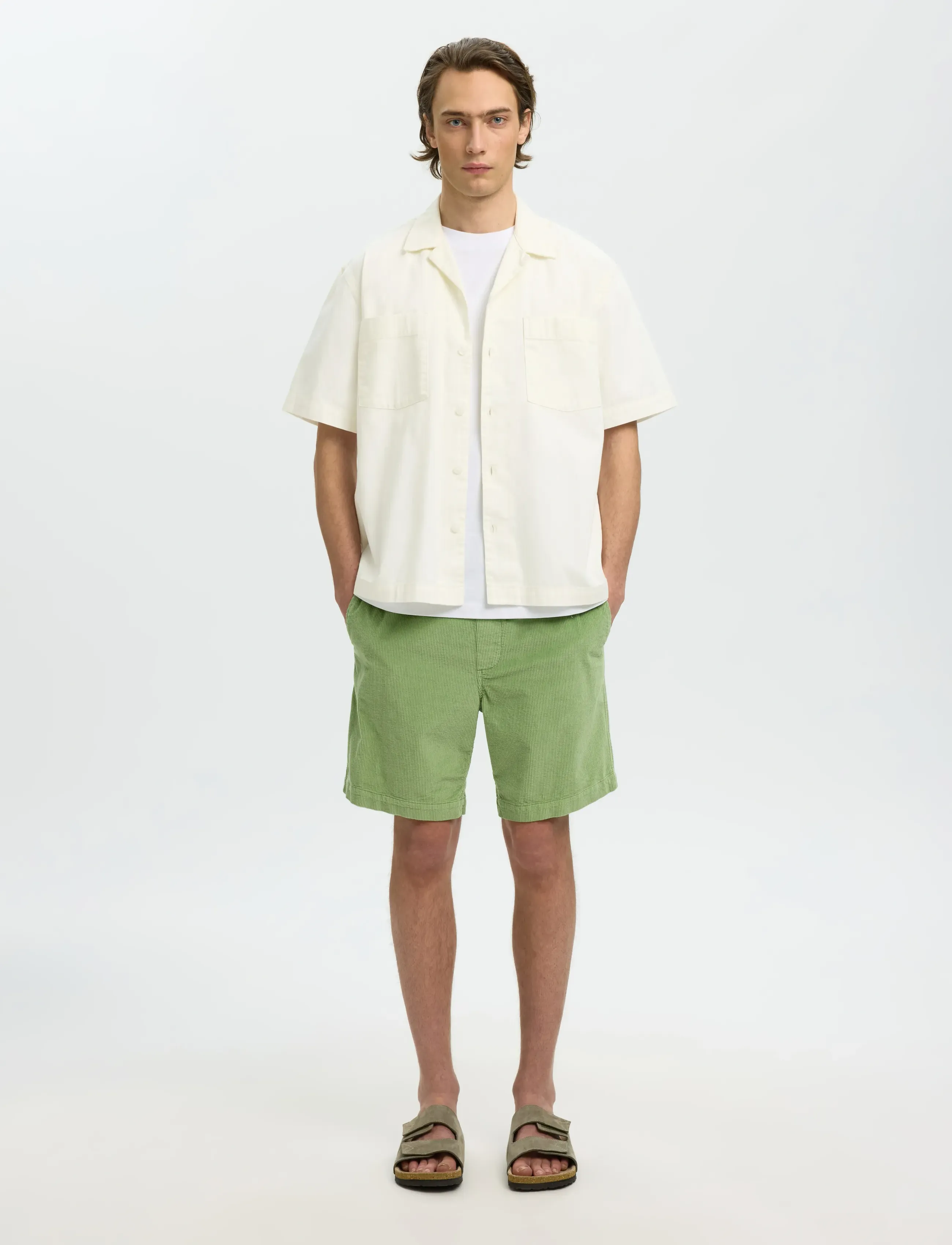 Selected - SLHRLXCARLO DENIM SS SHIRT RESORT - denimskjorter - ecru - 5