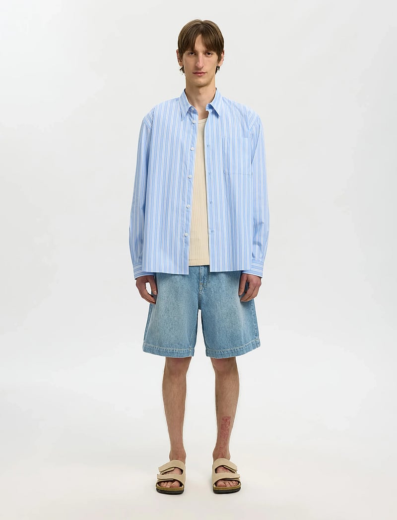 Selected - SLHRLXHOLGER STRIPE LS SHIRT - striped shirts - cashmere blue - 3