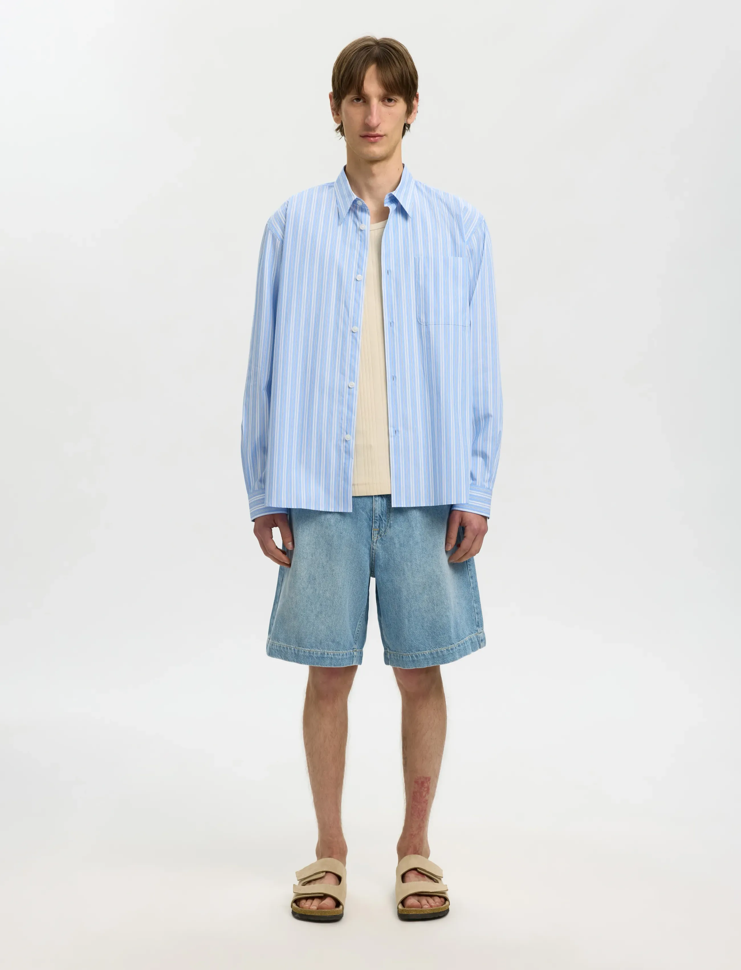 Selected - SLHRLXHOLGER STRIPE LS SHIRT - gestreifte hemden - cashmere blue - 3
