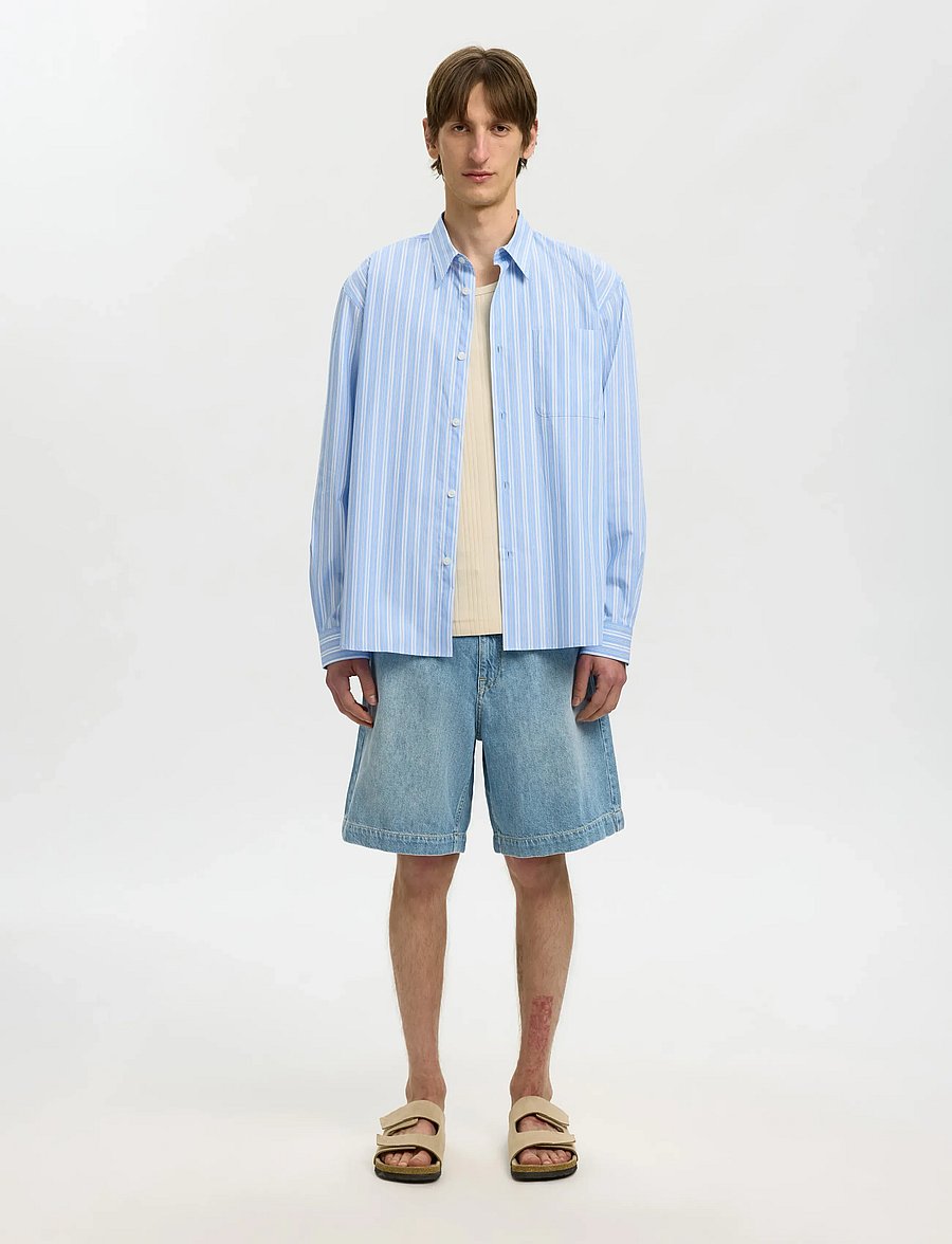 Selected - SLHRLXHOLGER STRIPE LS SHIRT - gestreifte hemden - cashmere blue - 3