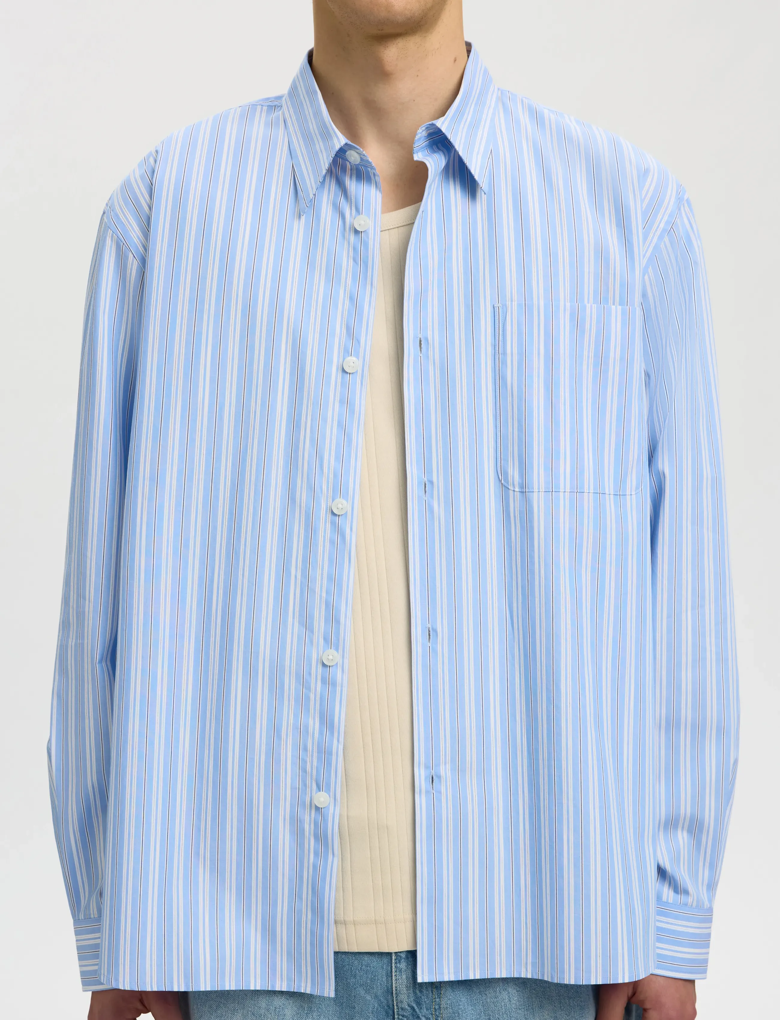 Selected - SLHRLXHOLGER STRIPE LS SHIRT - gestreifte hemden - cashmere blue - 4