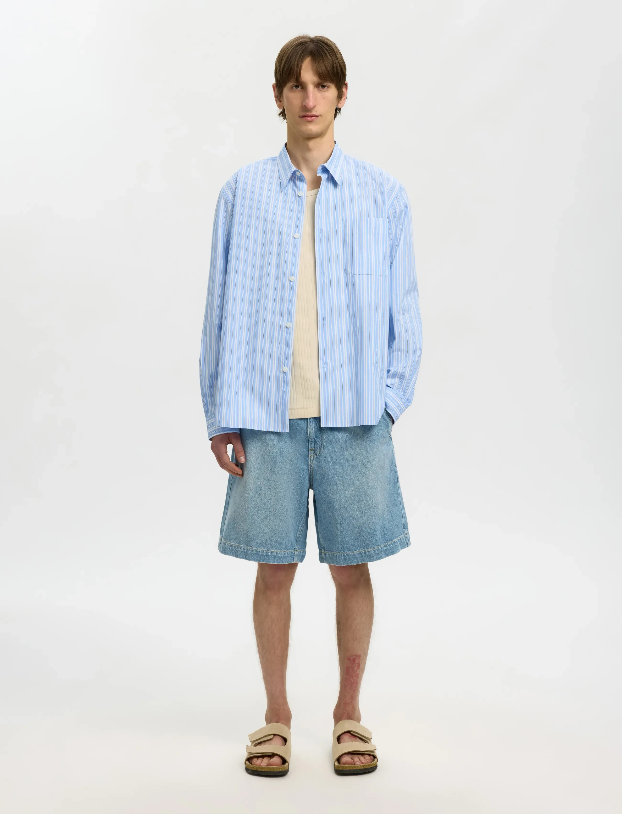 Selected - SLHRLXHOLGER STRIPE LS SHIRT - gestreifte hemden - cashmere blue - 5