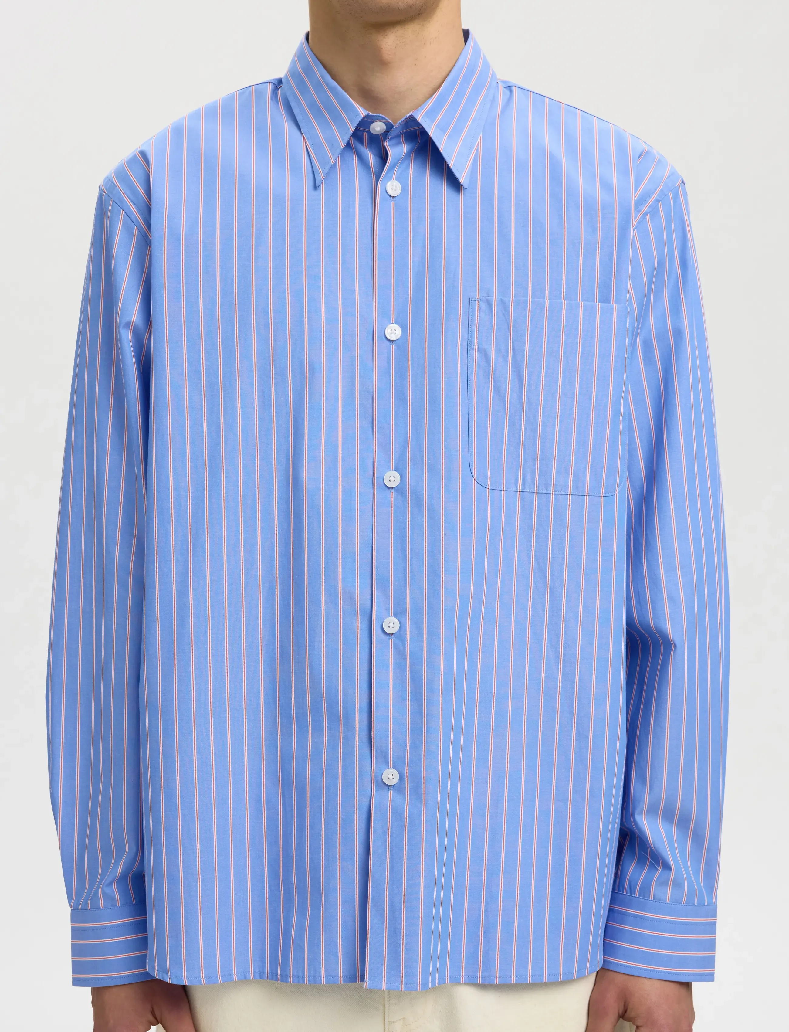 Selected - SLHRLXHOLGER STRIPE LS SHIRT - gestreifte hemden - light blue - 3