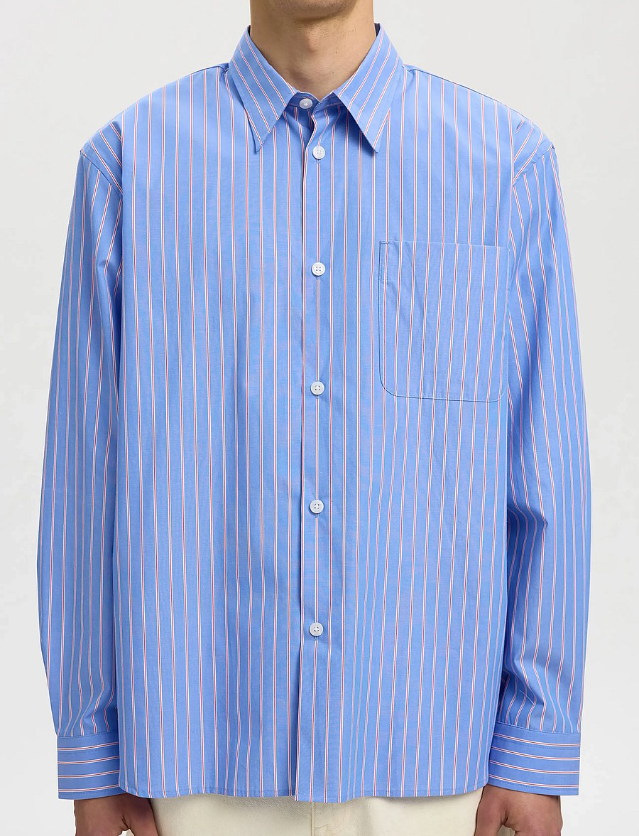 Selected - SLHRLXHOLGER STRIPE LS SHIRT - gestreifte hemden - light blue - 3