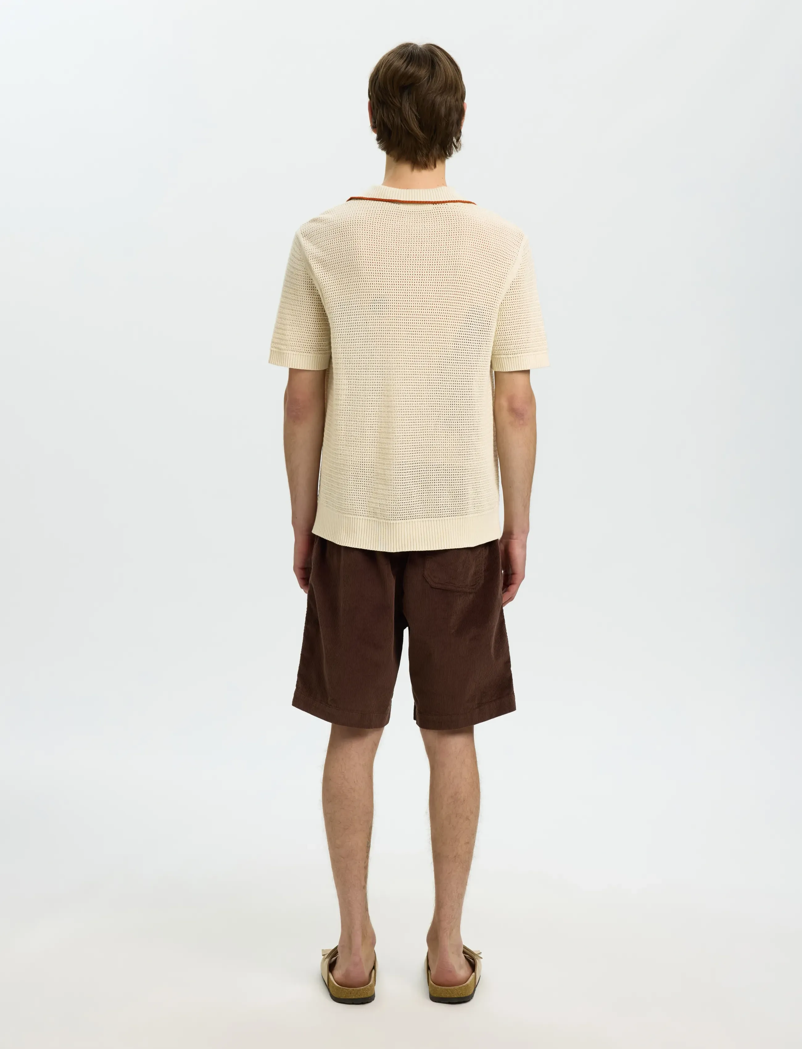 Selected - SLHJESSE SS KNIT OPEN STRUCTURE POLO - gestrickte polohemden - birch - 2