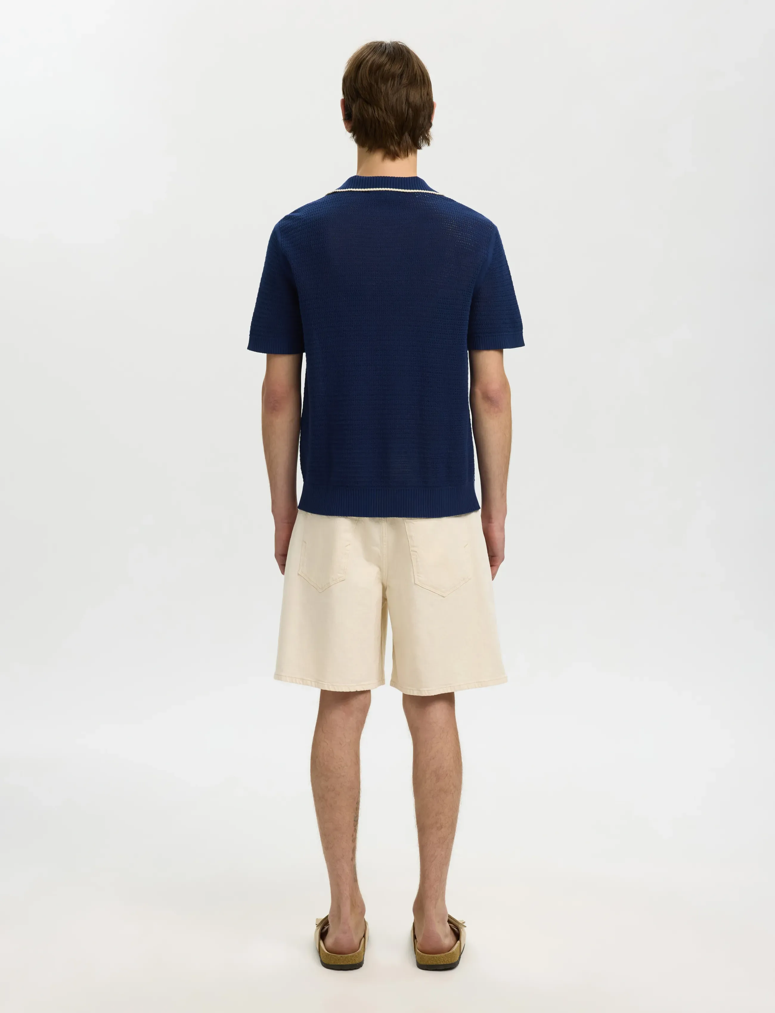 Selected - SLHJESSE SS KNIT OPEN STRUCTURE POLO - gestrickte polohemden - ocean cavern - 2