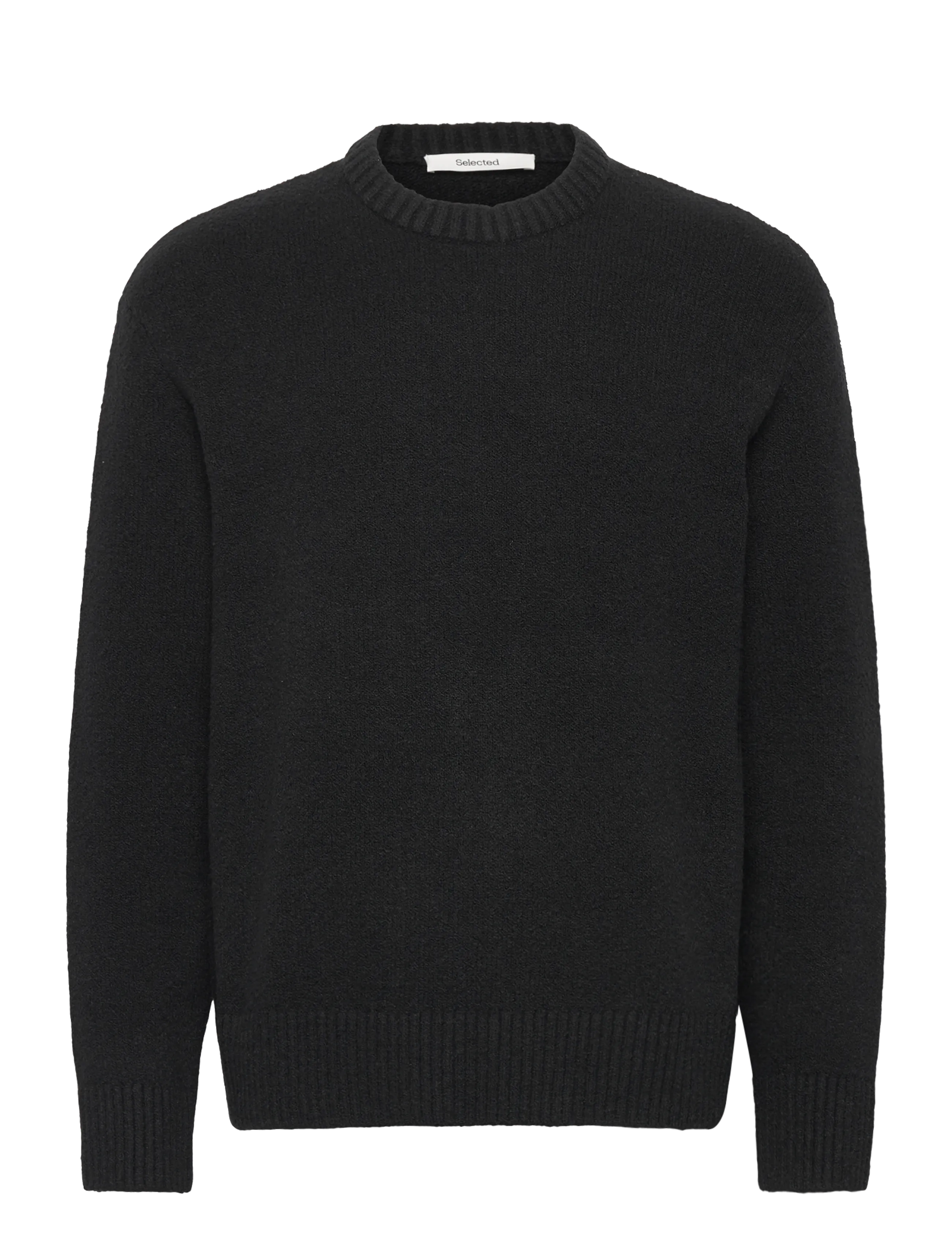 Selected SLMALEX LS KNIT CREW NECK NOOS - Strickmode - BLACK / black