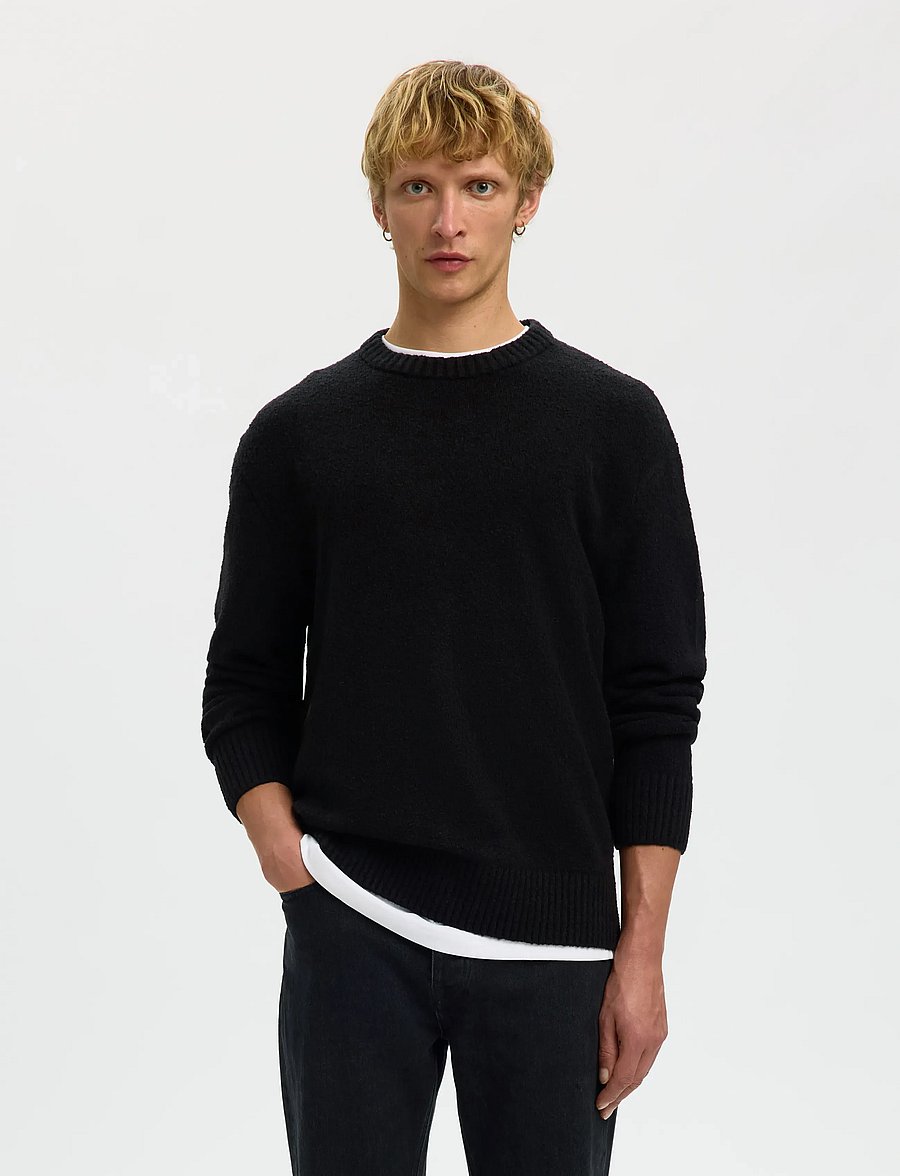 Selected - SLMALEX LS KNIT CREW NECK NOOS - rundhals - black - 0