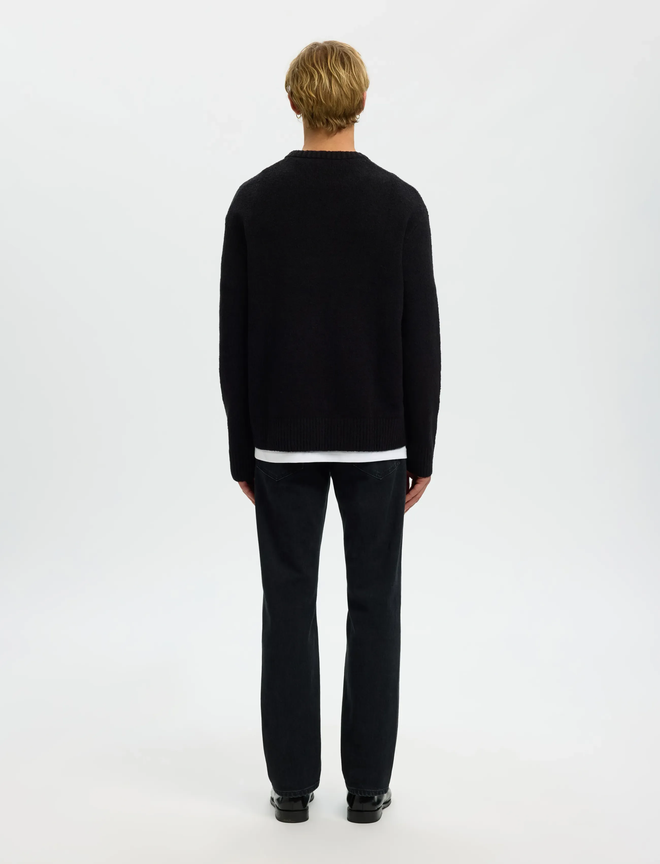Selected - SLMALEX LS KNIT CREW NECK NOOS - megztiniai su apvalia apykakle - black - 3