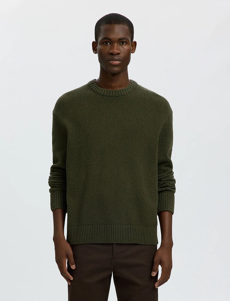 Selected - SLMALEX LS KNIT RLX CREW NECK NOOS - rundhals - forest night - 0