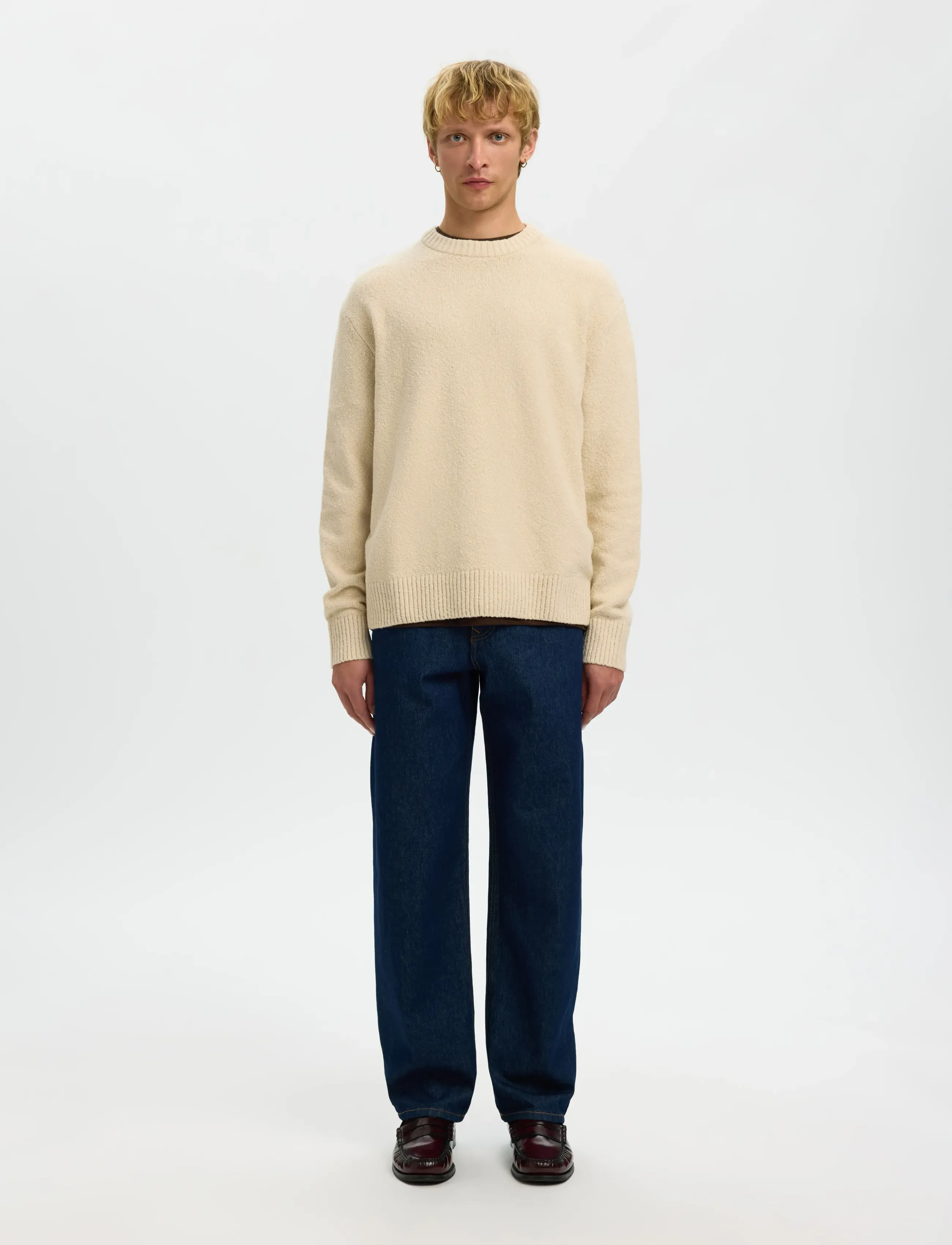 Selected - SLMALEX LS KNIT CREW NECK NOOS - rund hals - oatmeal - 3