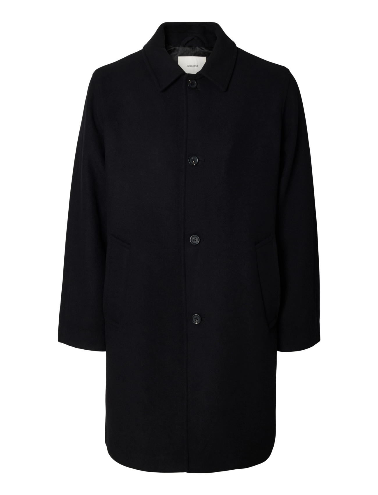 Selected - SLMRONNIE WOOL BLEND CAR COAT NOOS - uldfrakker - black - 1