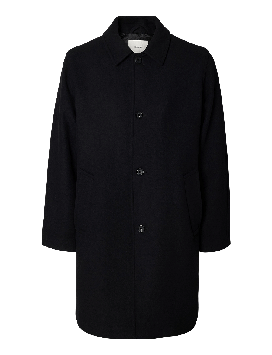 Selected - SLMRONNIE WOOL BLEND CAR COAT NOOS - uldfrakker - black - 1