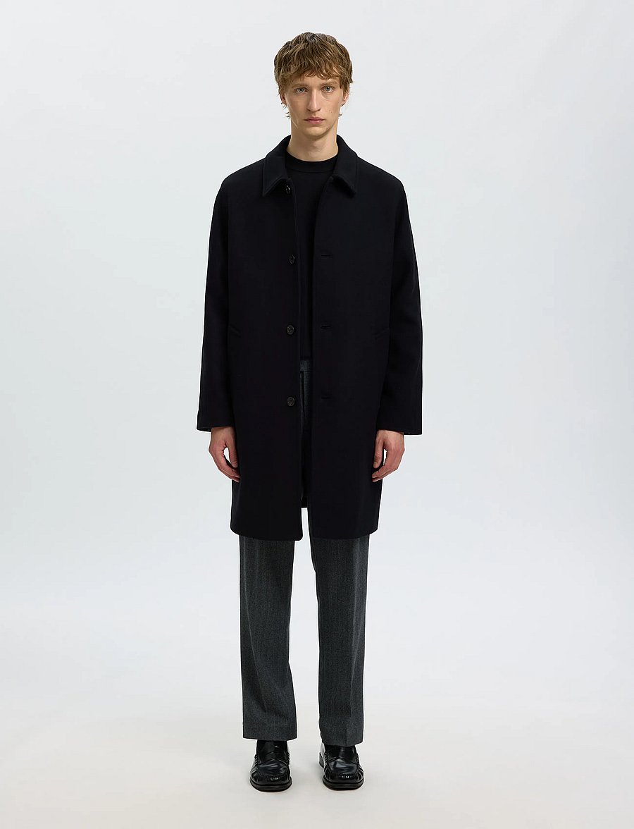 Selected - SLMRONNIE WOOL BLEND CAR COAT NOOS - uldfrakker - black - 0