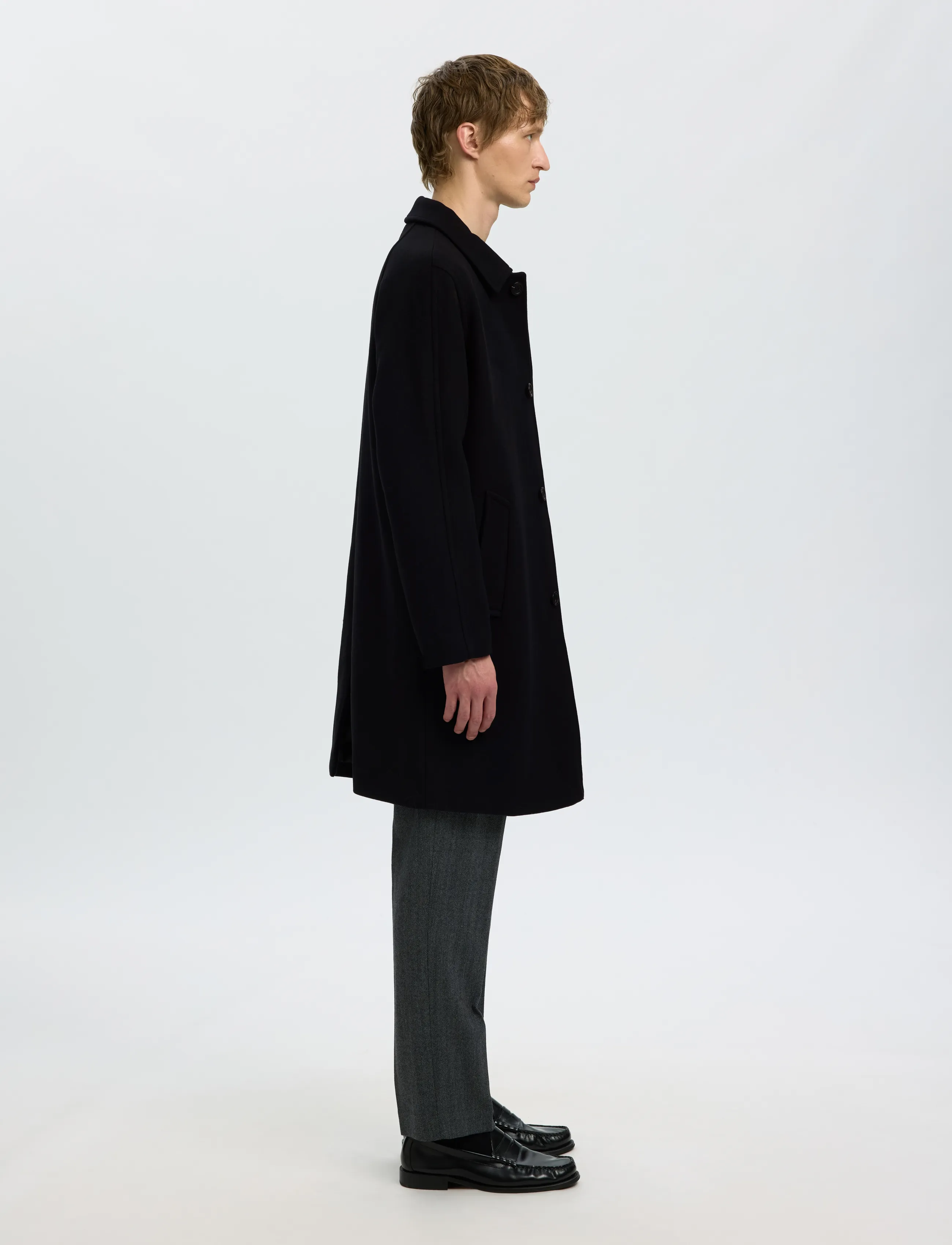Selected - SLMRONNIE WOOL BLEND CAR COAT NOOS - uldfrakker - black - 3