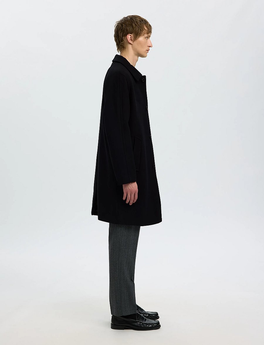 Selected - SLMRONNIE WOOL BLEND CAR COAT NOOS - uldfrakker - black - 3