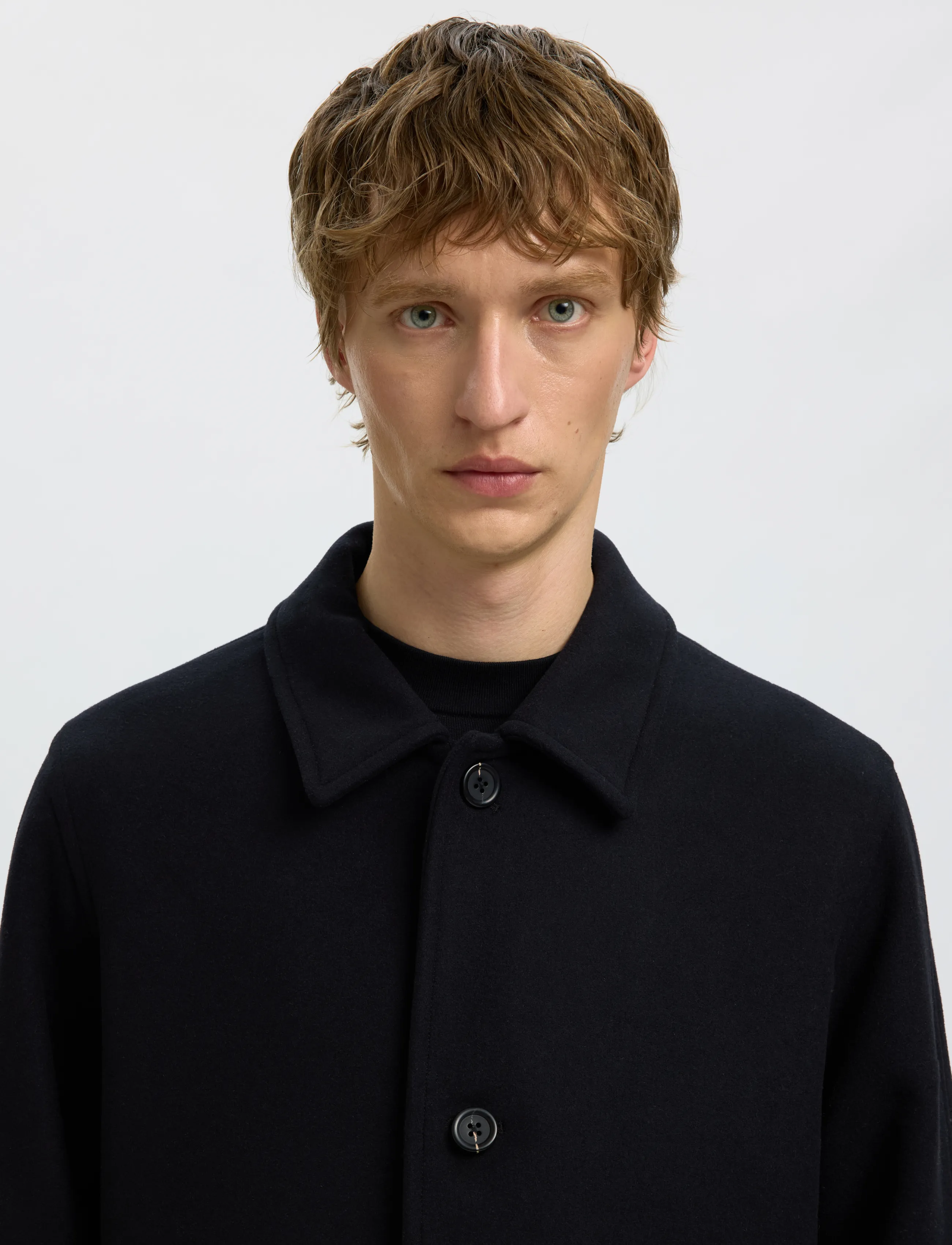 Selected - SLMRONNIE WOOL BLEND CAR COAT NOOS - uldfrakker - black - 4