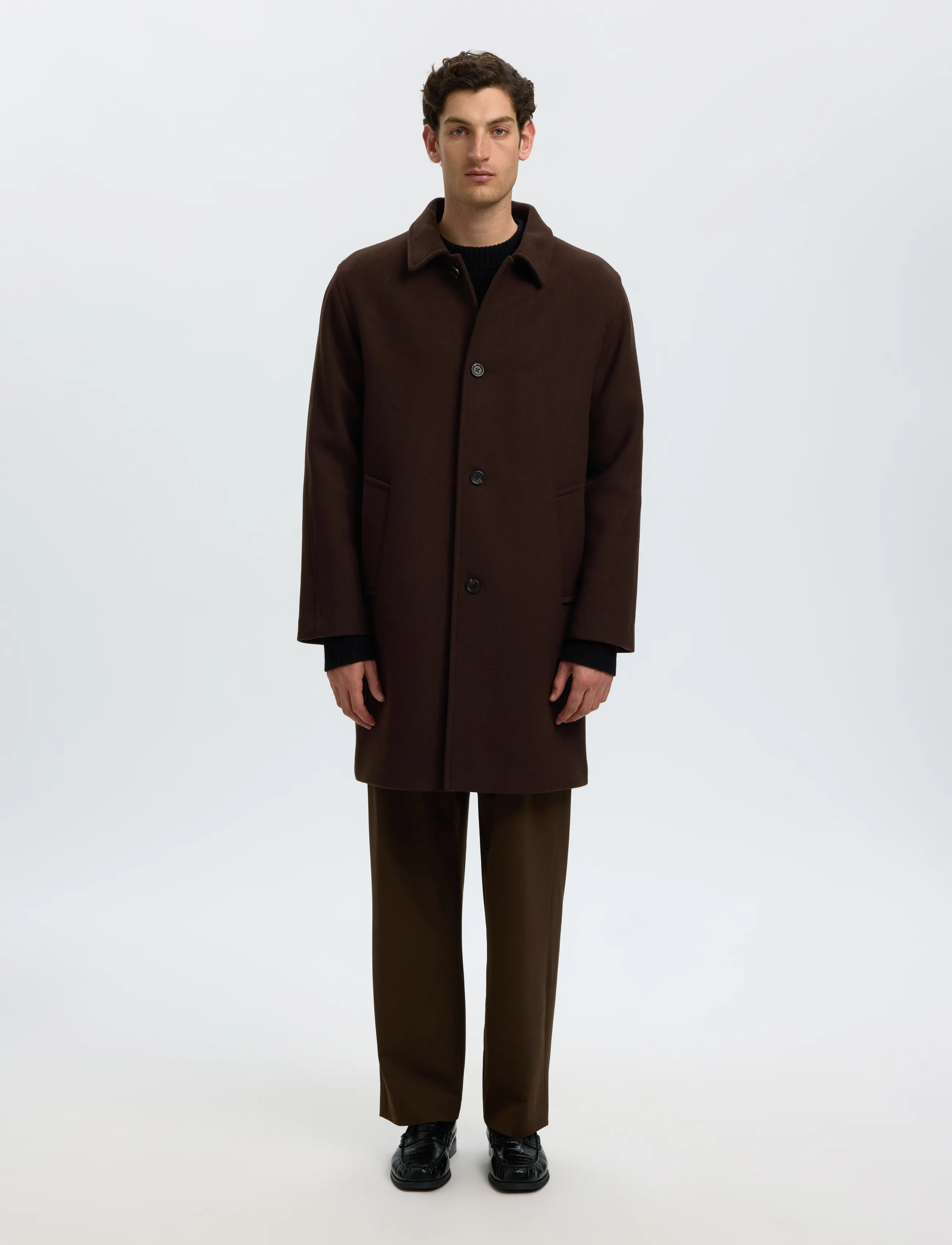 Selected SLMRONNIE WOOL BLEND CAR COAT NOOS - Selected - DELICIOSO / brown