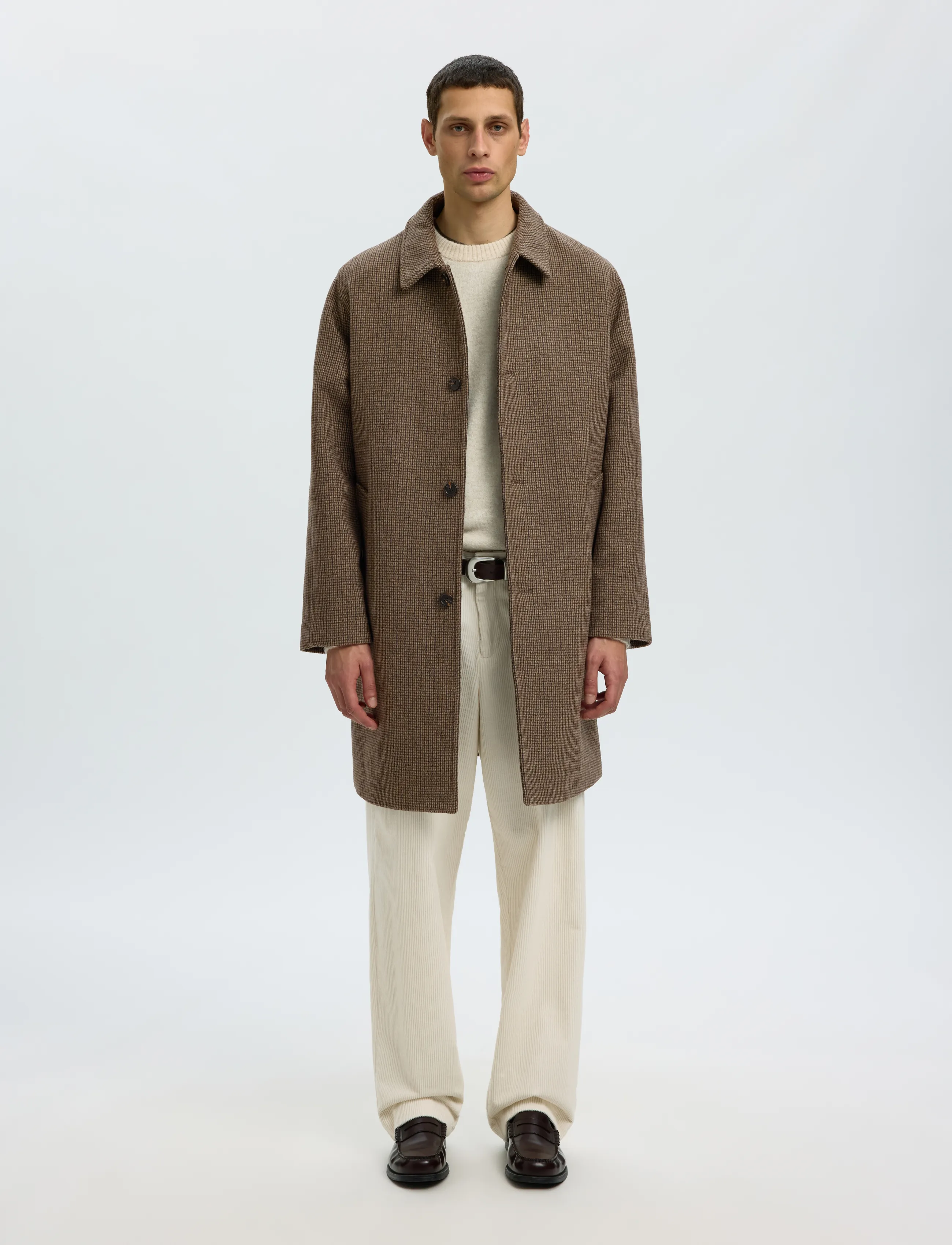 Selected SLMRONNIE WOOL BLEND CAR COAT NOOS - Selected - MOREL / brown