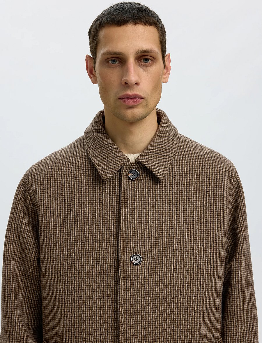 Selected - SLMRONNIE WOOL BLEND CAR COAT NOOS - ullrockar - morel - 4