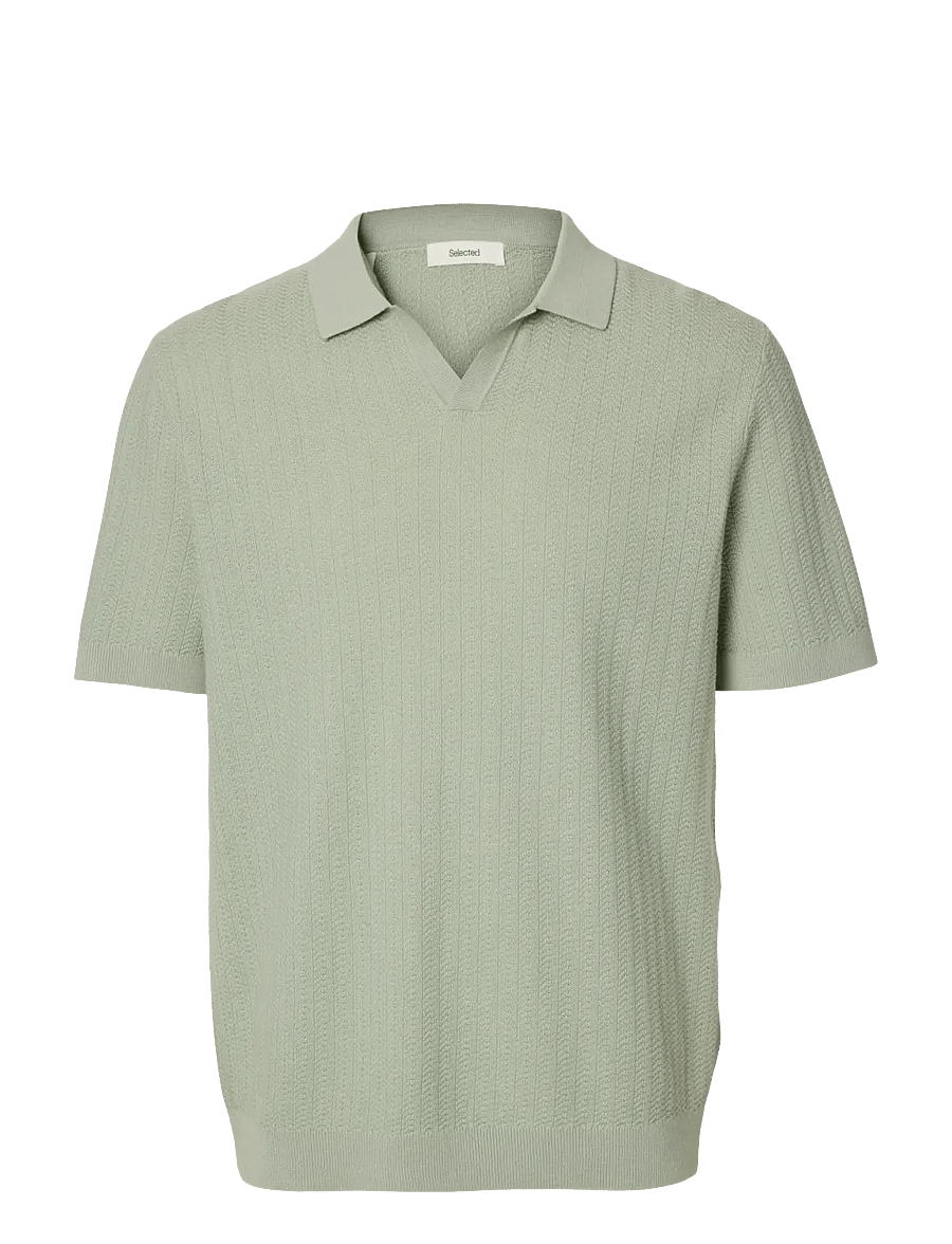 Selected - SLHMATTIS SS LINEN BLEND STRUC POLO NOOS - kurzärmelig - aqua gray - 1