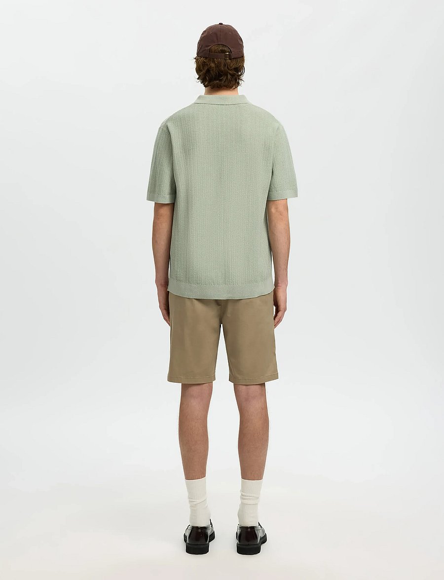Selected - SLHMATTIS SS LINEN BLEND STRUC POLO NOOS - kurzärmelig - aqua gray - 2