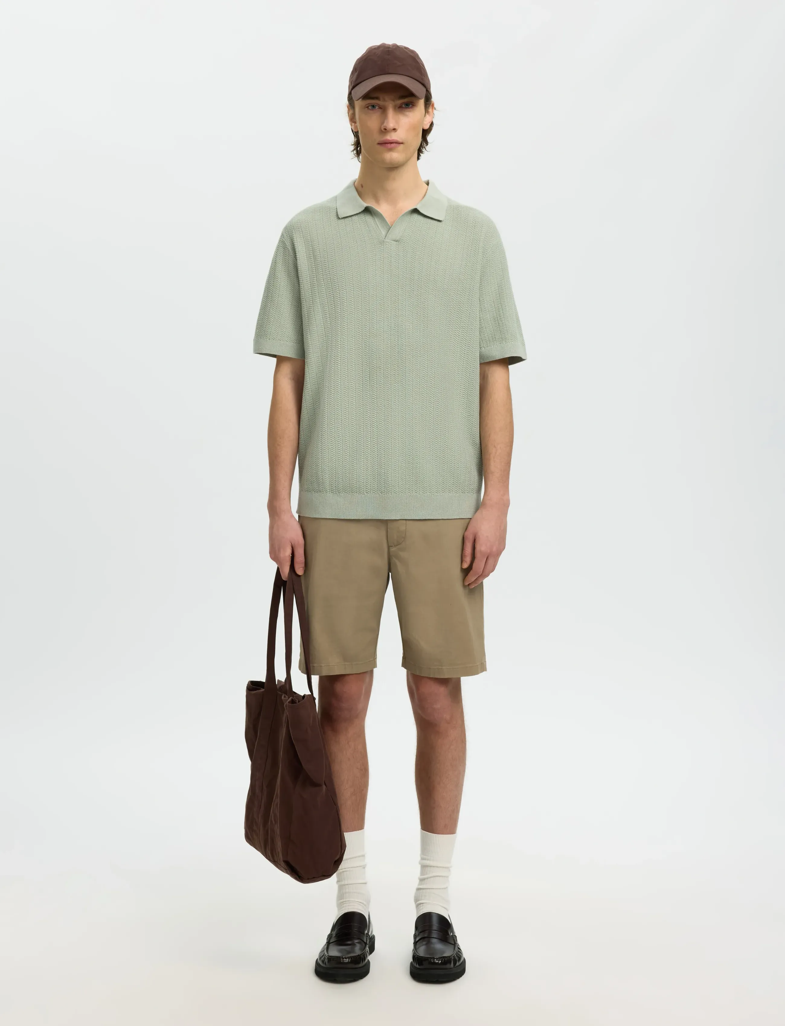 Selected - SLHMATTIS SS LINEN BLEND STRUC POLO NOOS - kortærmede poloer - aqua gray - 3