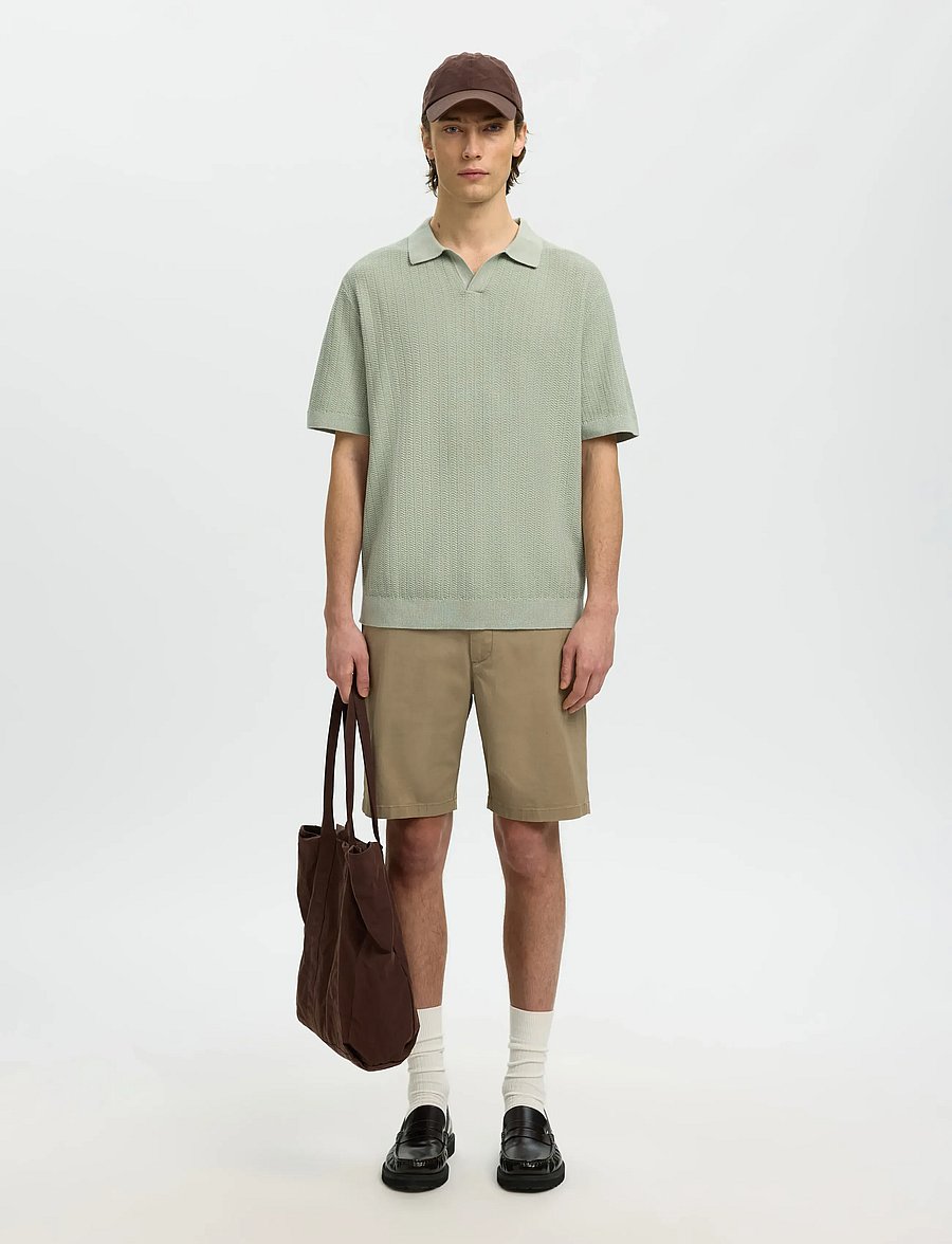 Selected - SLHMATTIS SS LINEN BLEND STRUC POLO NOOS - kurzärmelig - aqua gray - 3