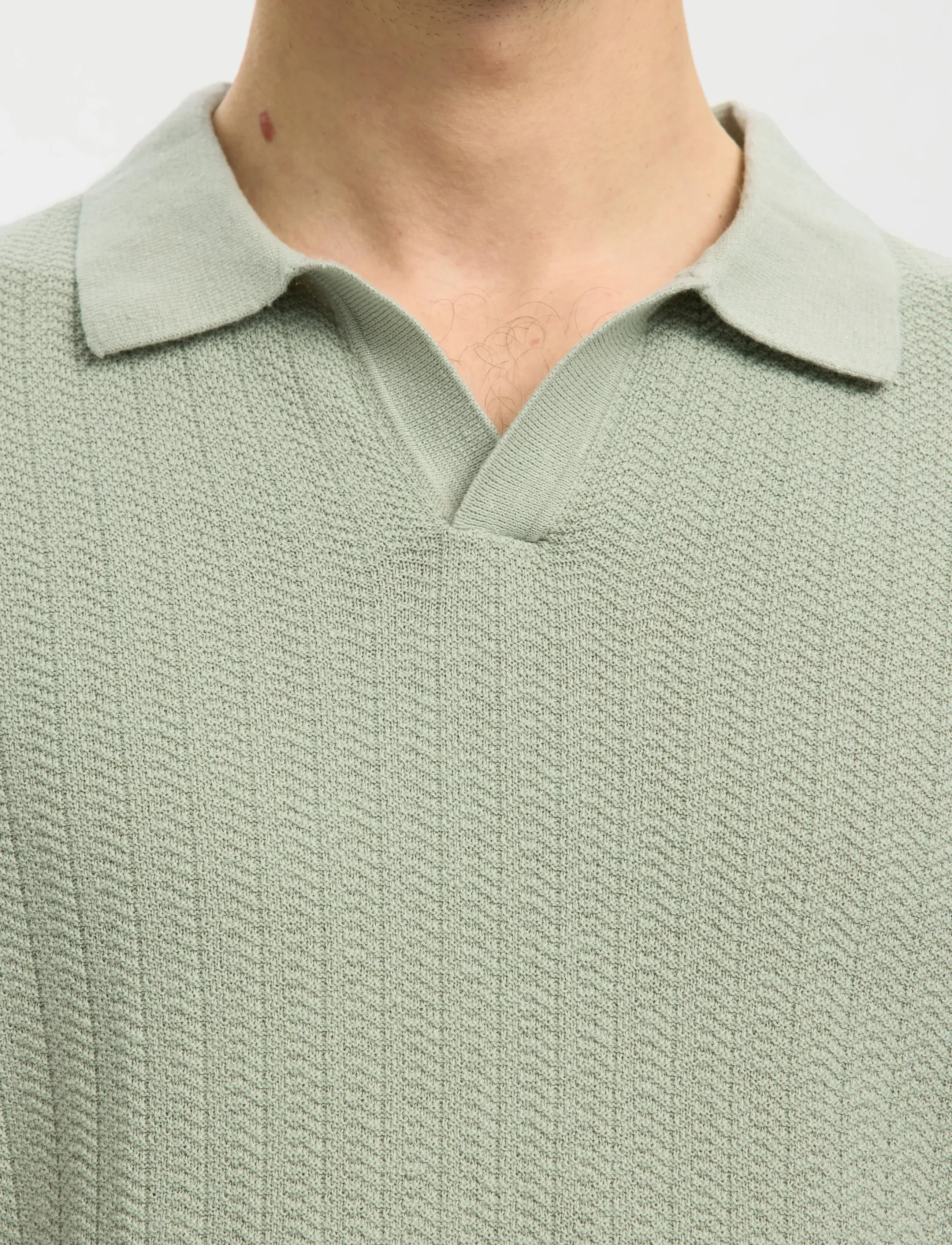Selected - SLHMATTIS SS LINEN BLEND STRUC POLO NOOS - kortærmede poloer - aqua gray - 4