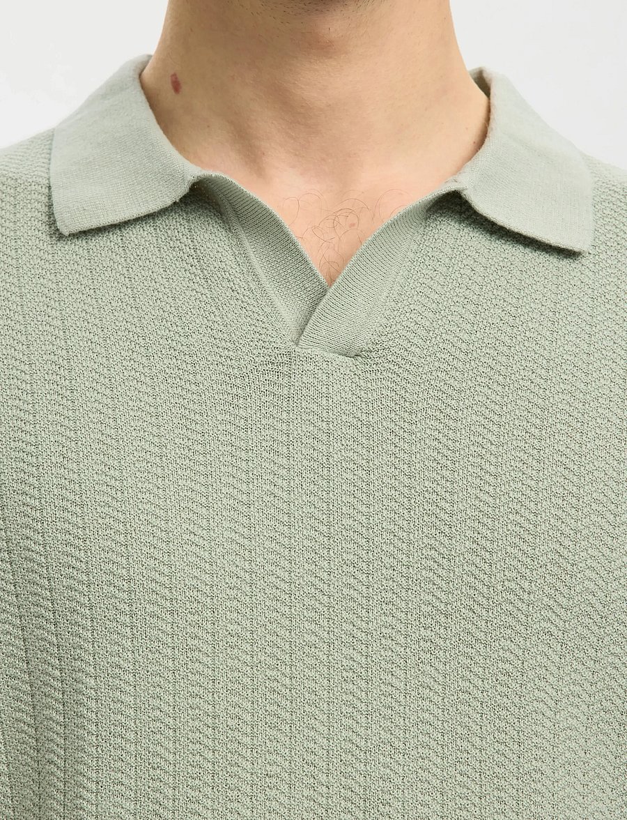 Selected - SLHMATTIS SS LINEN BLEND STRUC POLO NOOS - kurzärmelig - aqua gray - 4
