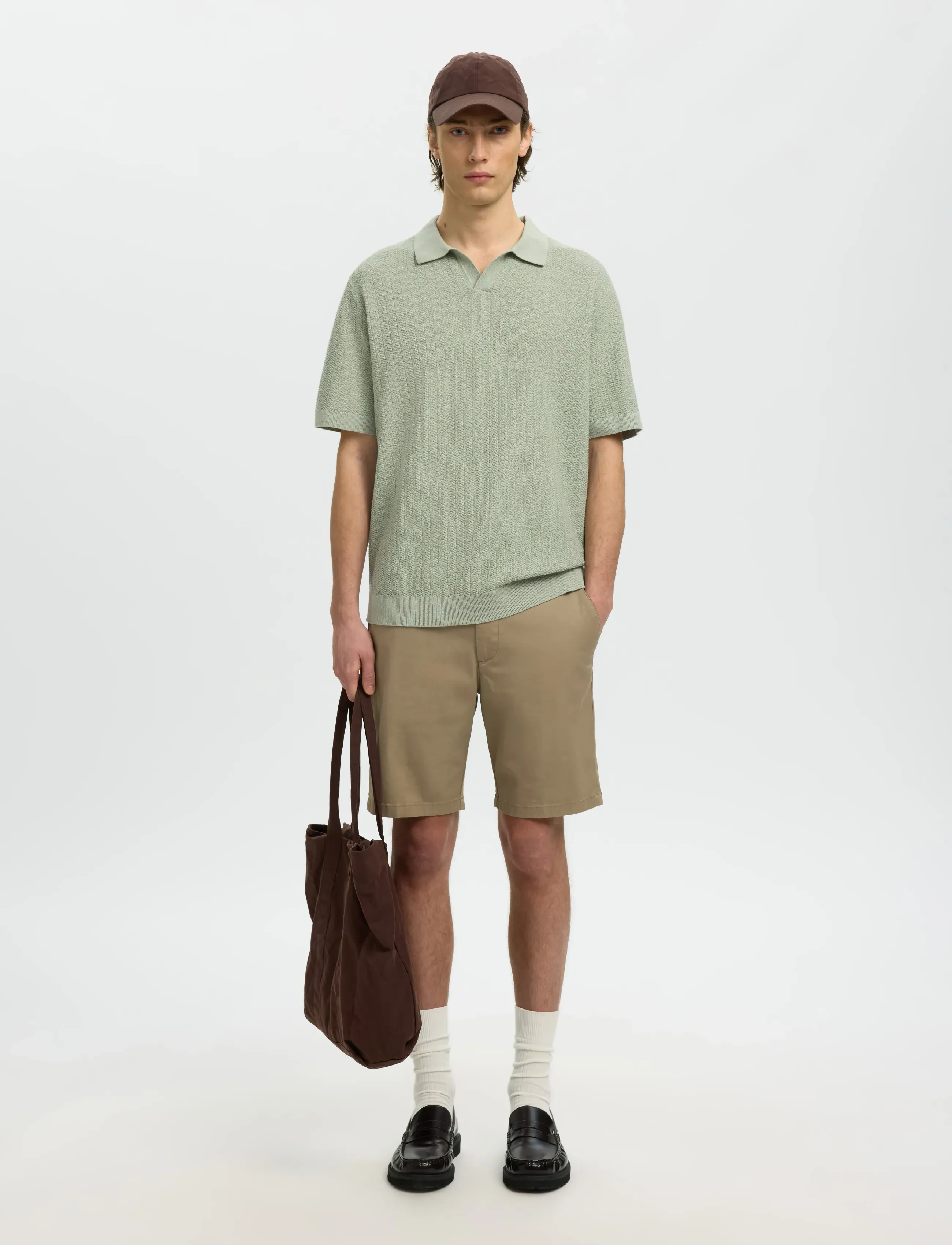 Selected - SLHMATTIS SS LINEN BLEND STRUC POLO NOOS - kortærmede poloer - aqua gray - 5