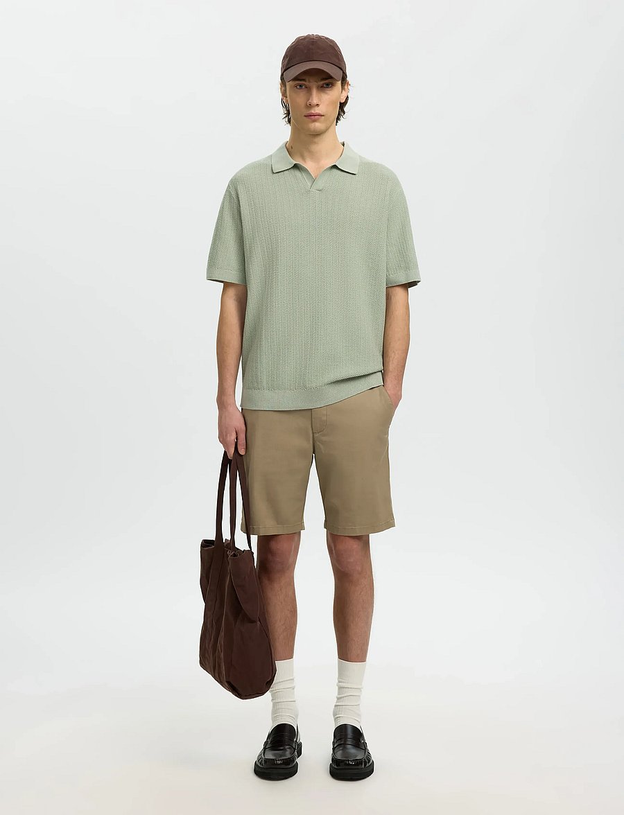 Selected - SLHMATTIS SS LINEN BLEND STRUC POLO NOOS - kurzärmelig - aqua gray - 5