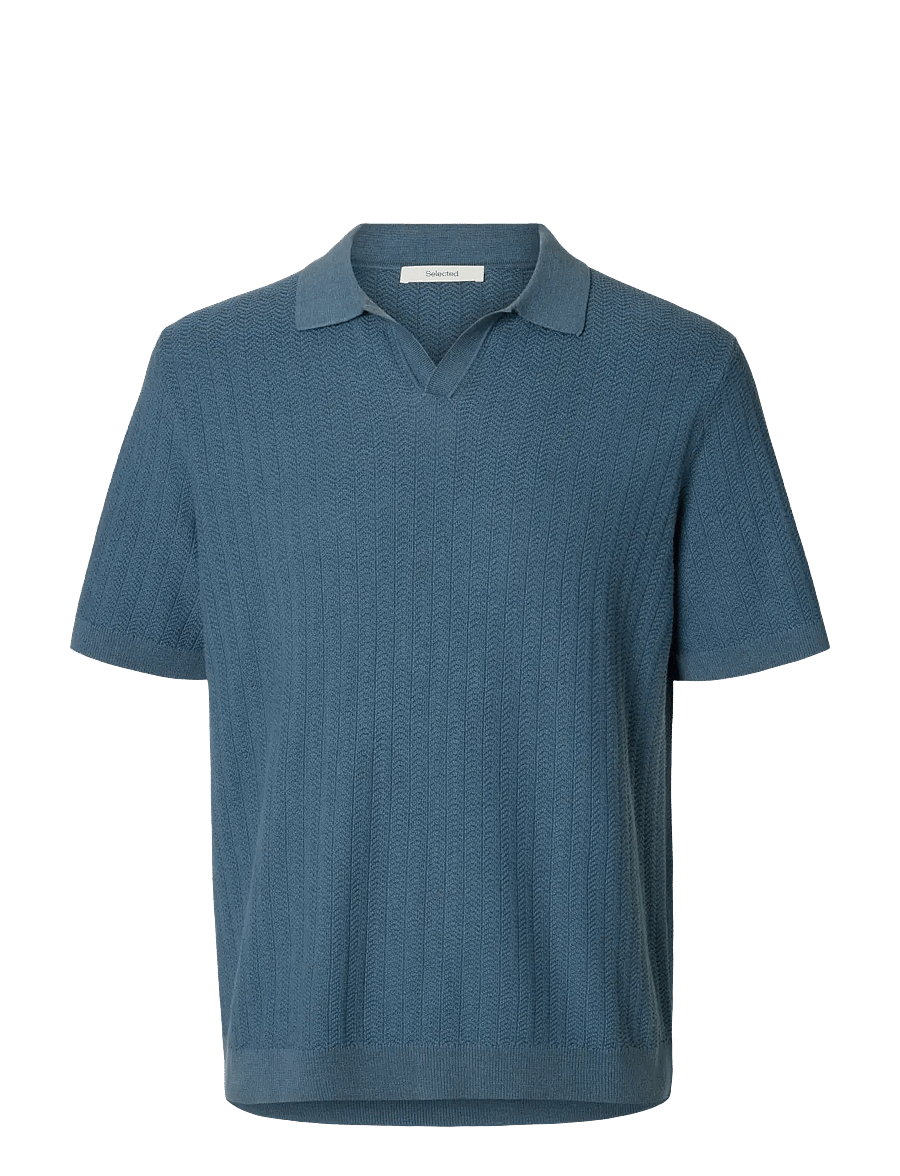 Selected - SLHMATTIS SS LINEN BLEND STRUC POLO NOOS - kurzärmelig - blue mirage - 1