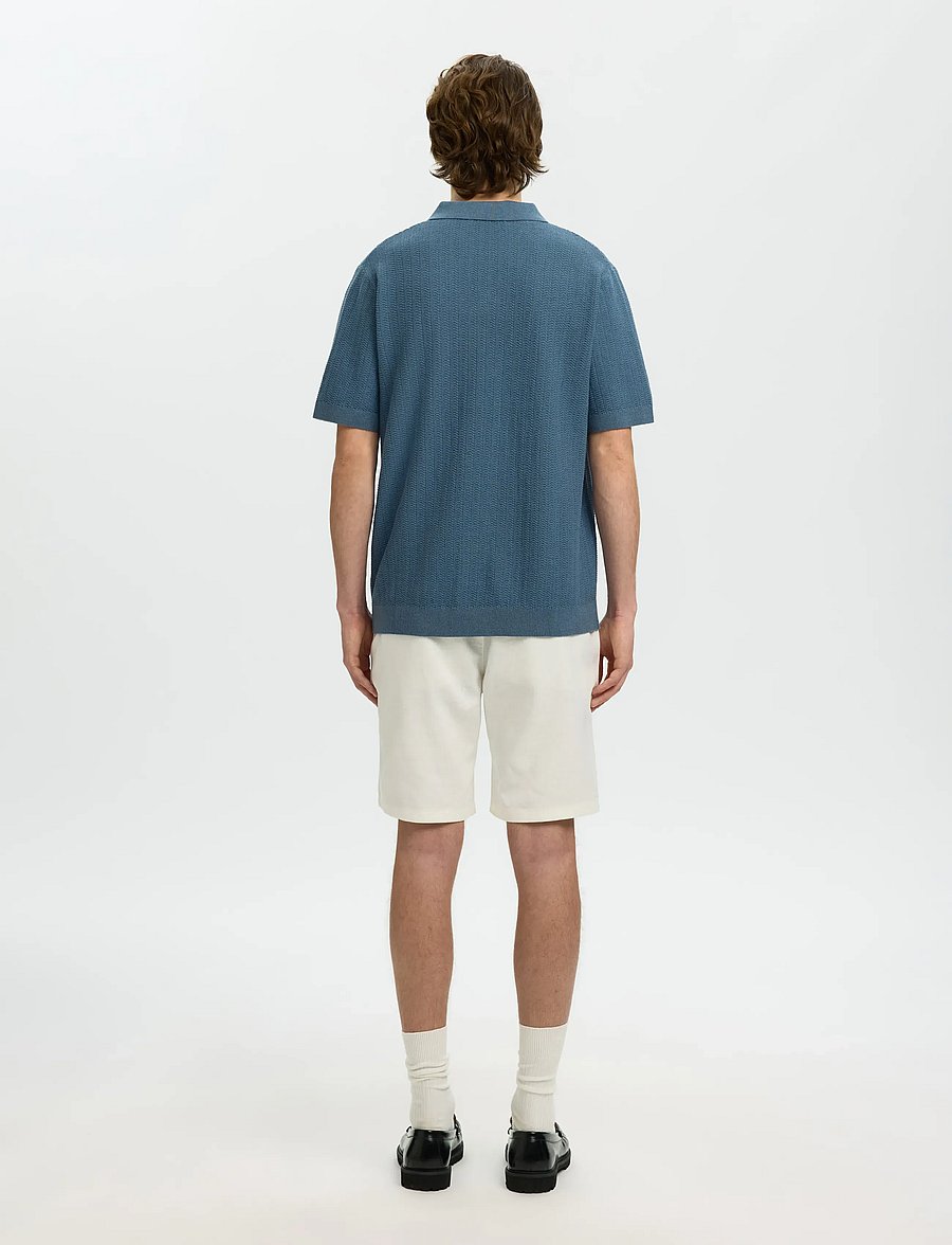 Selected - SLHMATTIS SS LINEN BLEND STRUC POLO NOOS - kurzärmelig - blue mirage - 2