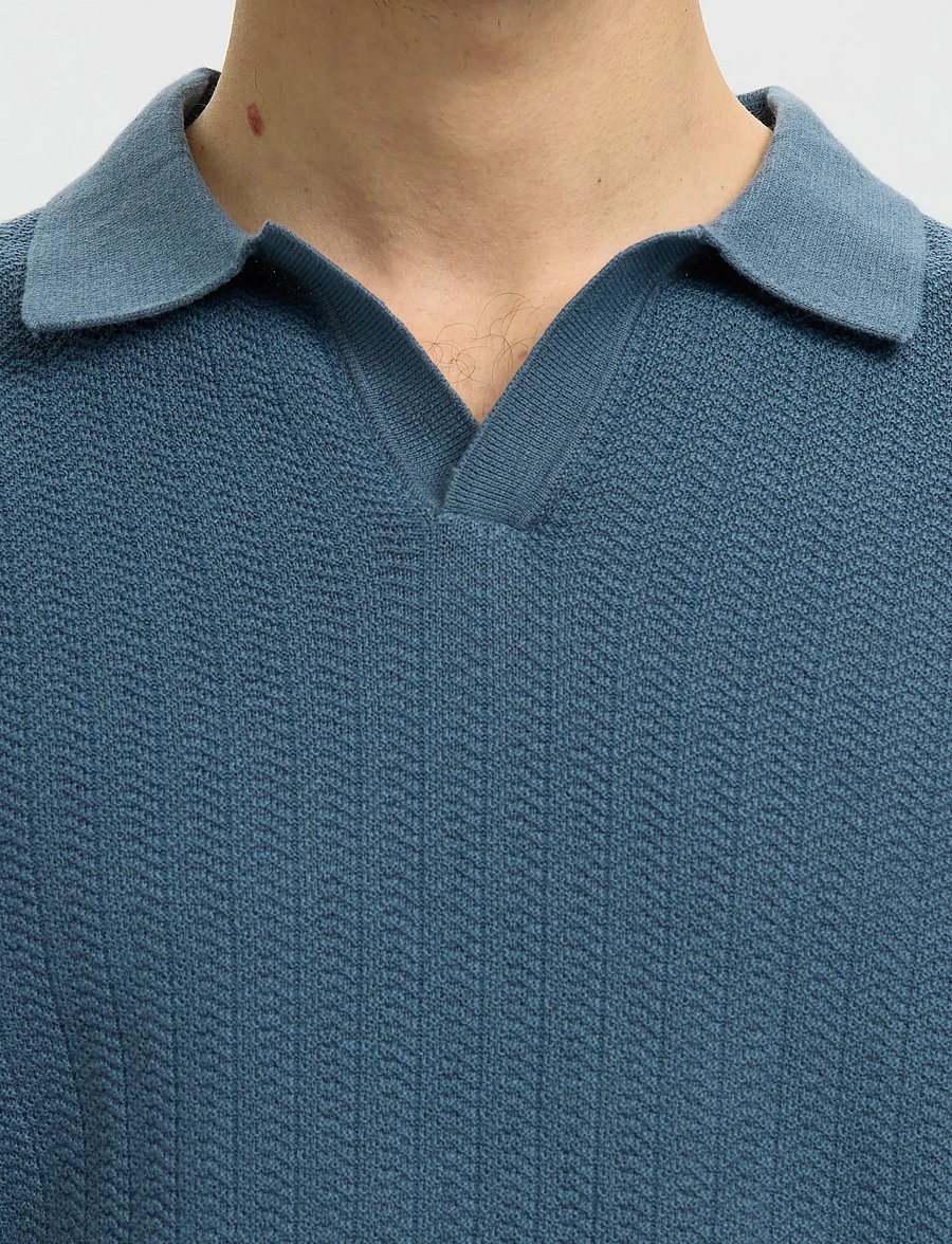 Selected - SLHMATTIS SS LINEN BLEND STRUC POLO NOOS - kurzärmelig - blue mirage - 4