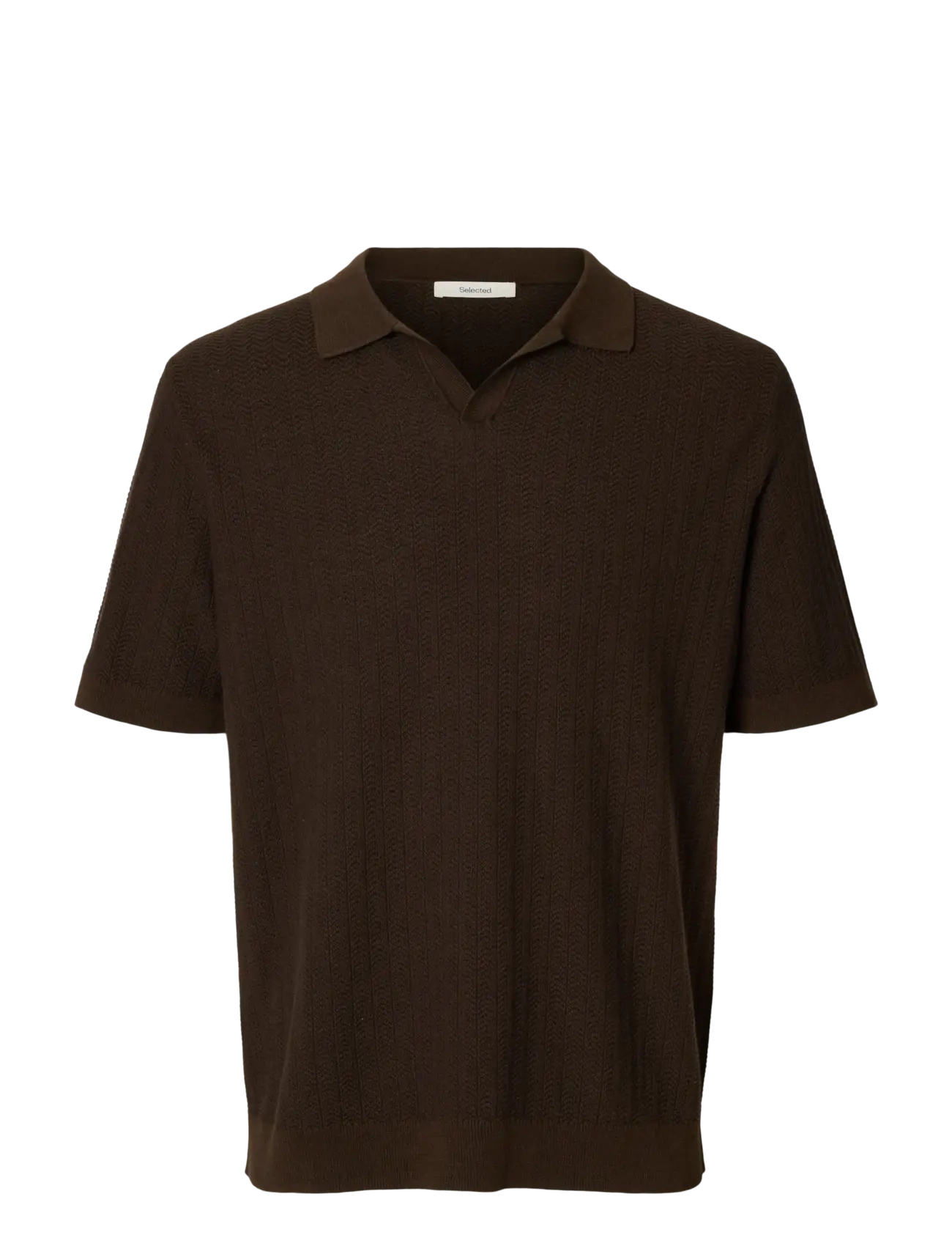 Selected SLHMATTIS SS LINEN BLEND STRUC POLO NOOS - Poloer - DELICIOSO / brown