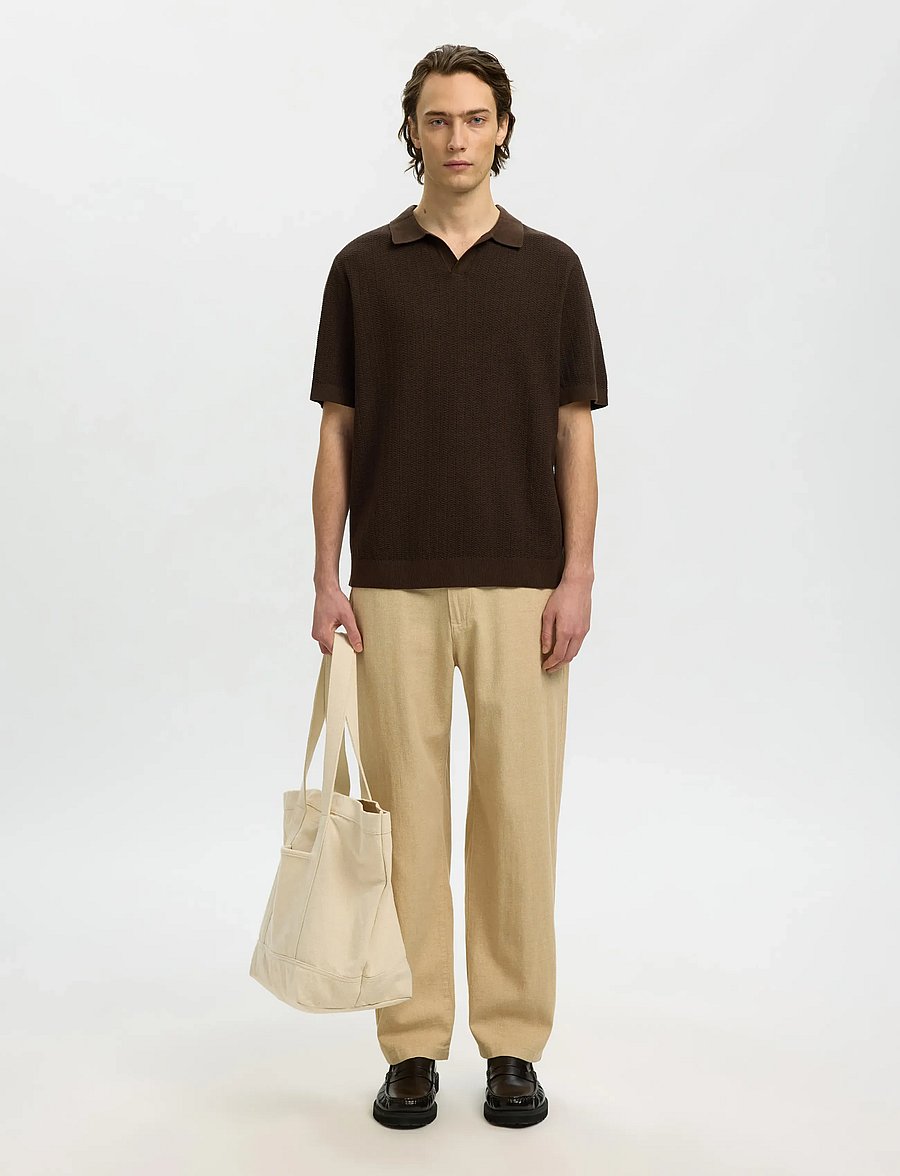 Selected - SLHMATTIS SS LINEN BLEND STRUC POLO NOOS - kurzärmelig - delicioso - 3