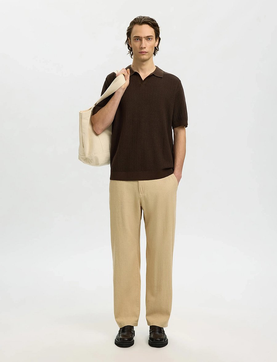 Selected - SLHMATTIS SS LINEN BLEND STRUC POLO NOOS - kurzärmelig - delicioso - 5