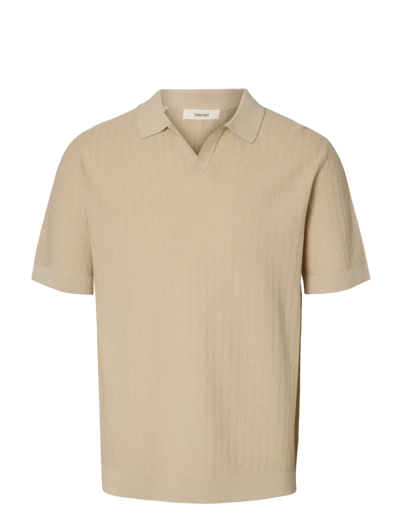 Selected SLHMATTIS SS LINEN BLEND STRUC POLO NOOS - Poloshirts - OATMEAL / beige