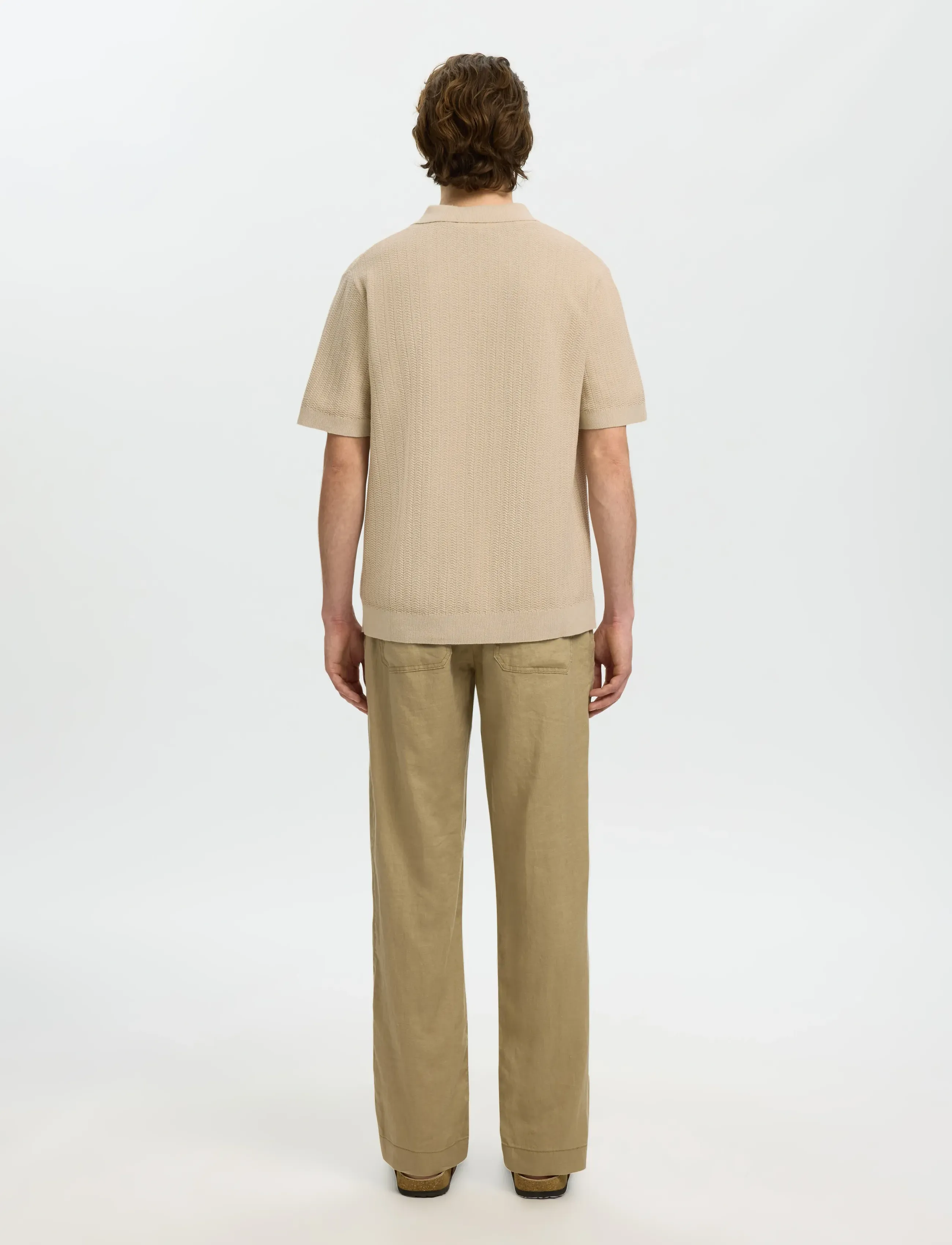 Selected - SLHMATTIS SS LINEN BLEND STRUC POLO NOOS - kortærmede poloer - oatmeal - 2