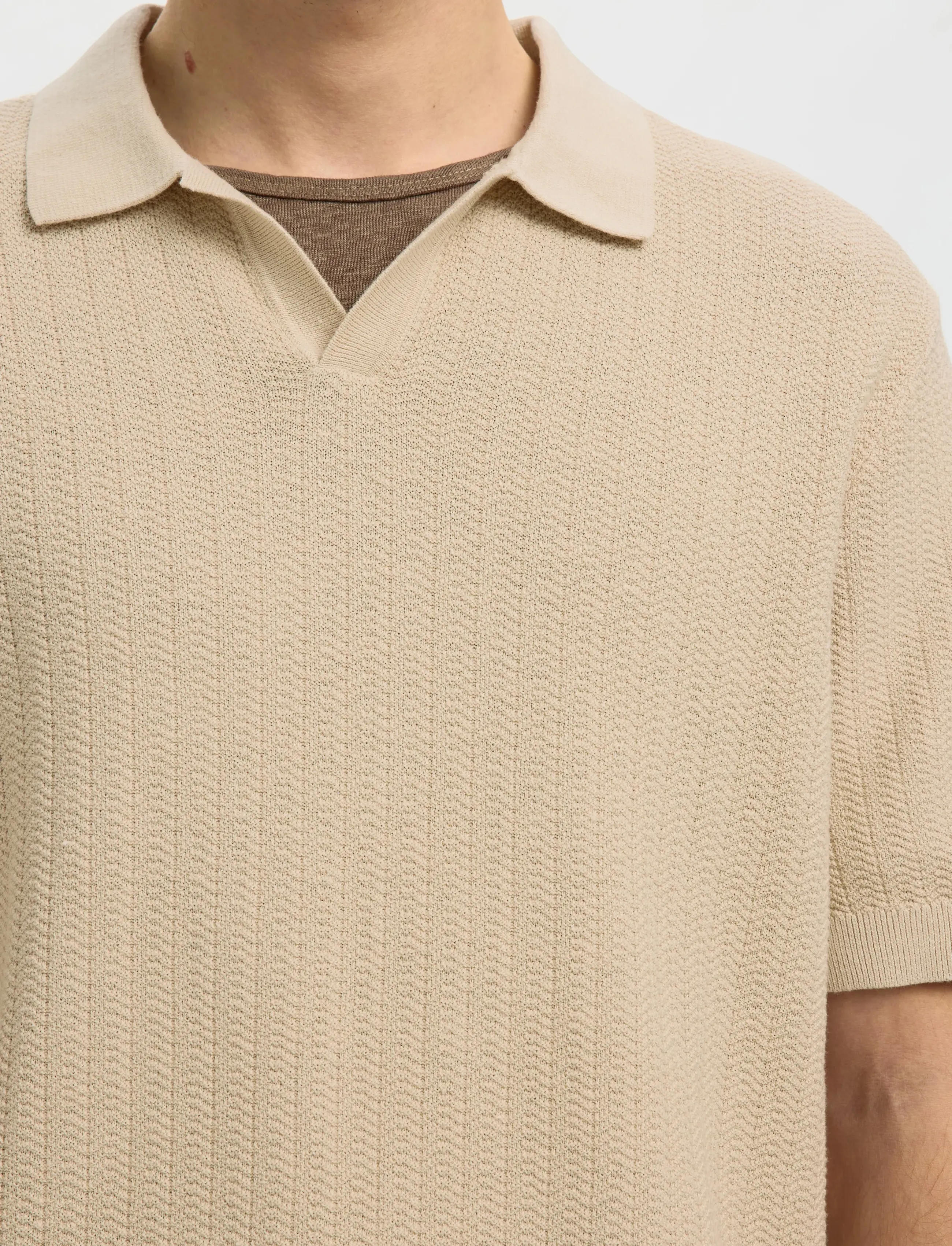 Selected - SLHMATTIS SS LINEN BLEND STRUC POLO NOOS - kortærmede poloer - oatmeal - 4