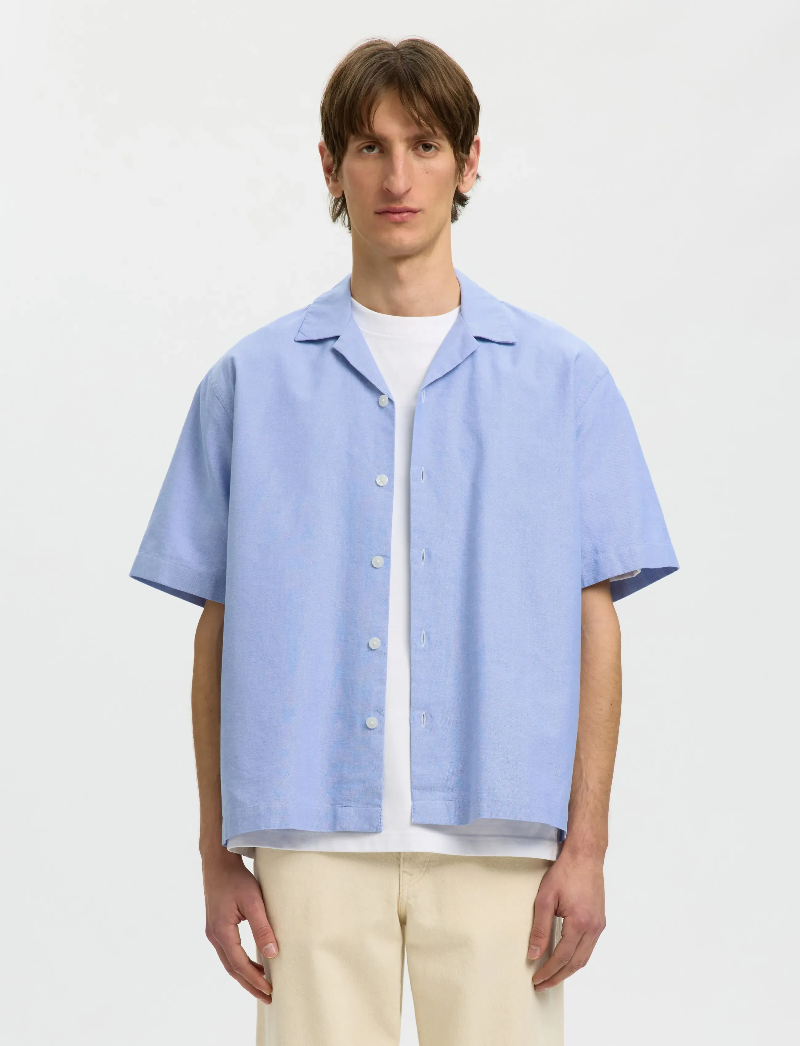 Selected SLHRLXOXFORD SS SHIRT RESORT - Kläder - LIGHT BLUE / blue