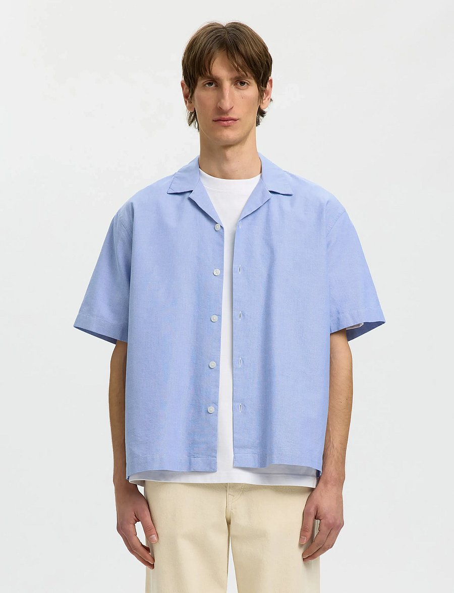 Selected - SLHRLXOXFORD SS SHIRT RESORT - chemises oxford - light blue - 0