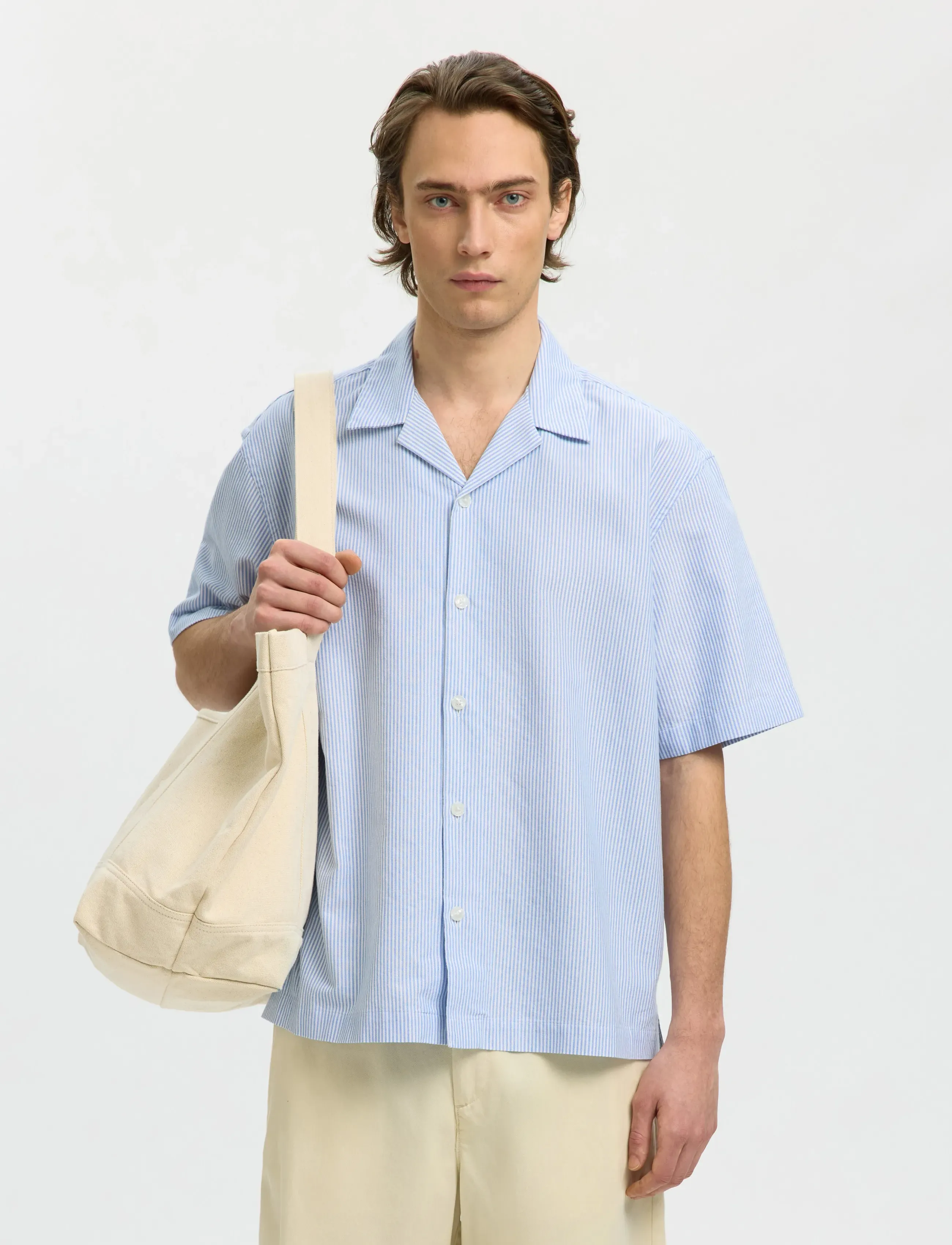 Selected SLHRLXOXFORD SS SHIRT RESORT - Selected - SKYWAY / blue