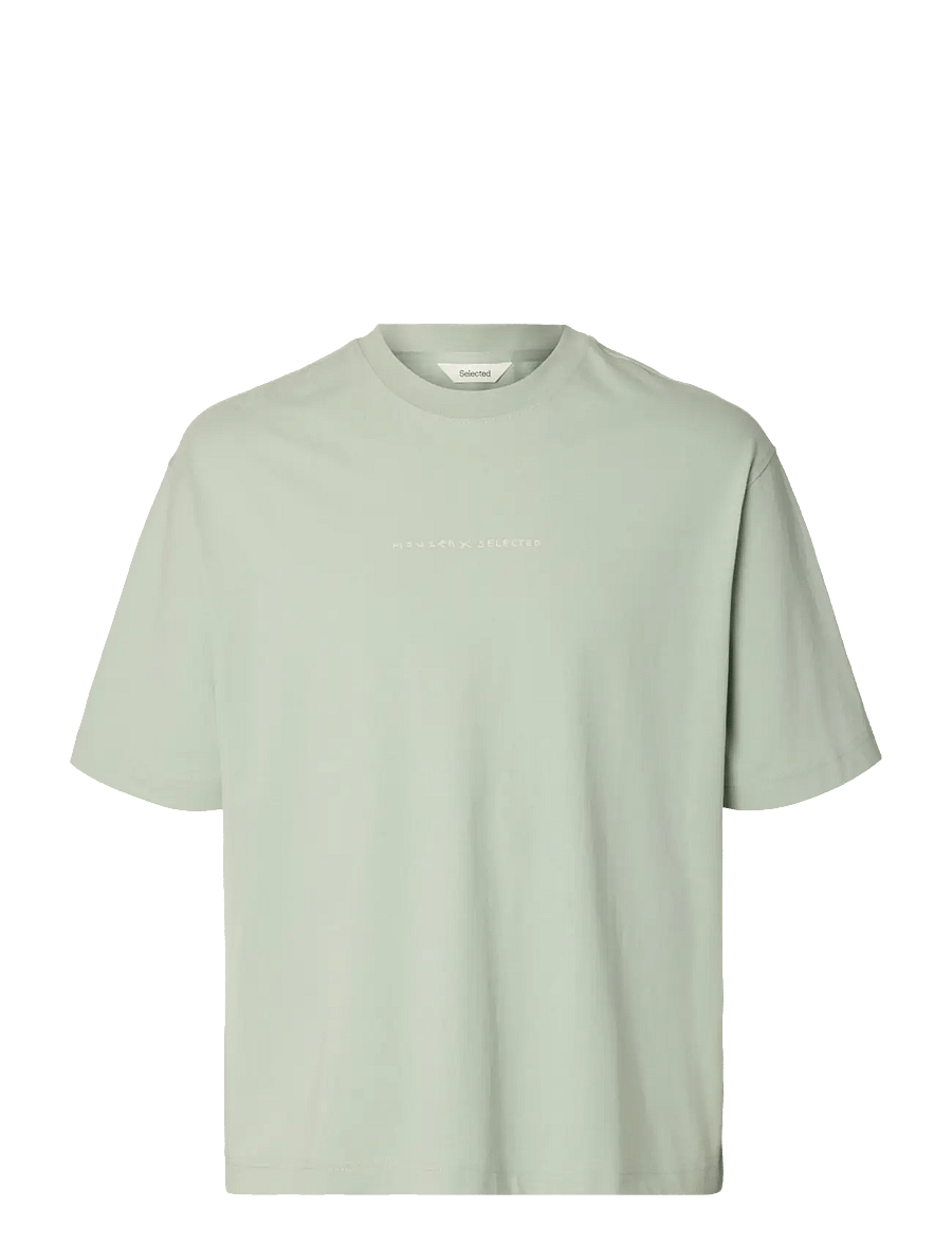 Selected - SLHRELAXNORMAN LICENSE SS TEE - kortærmede t-shirts - aqua gray - 1